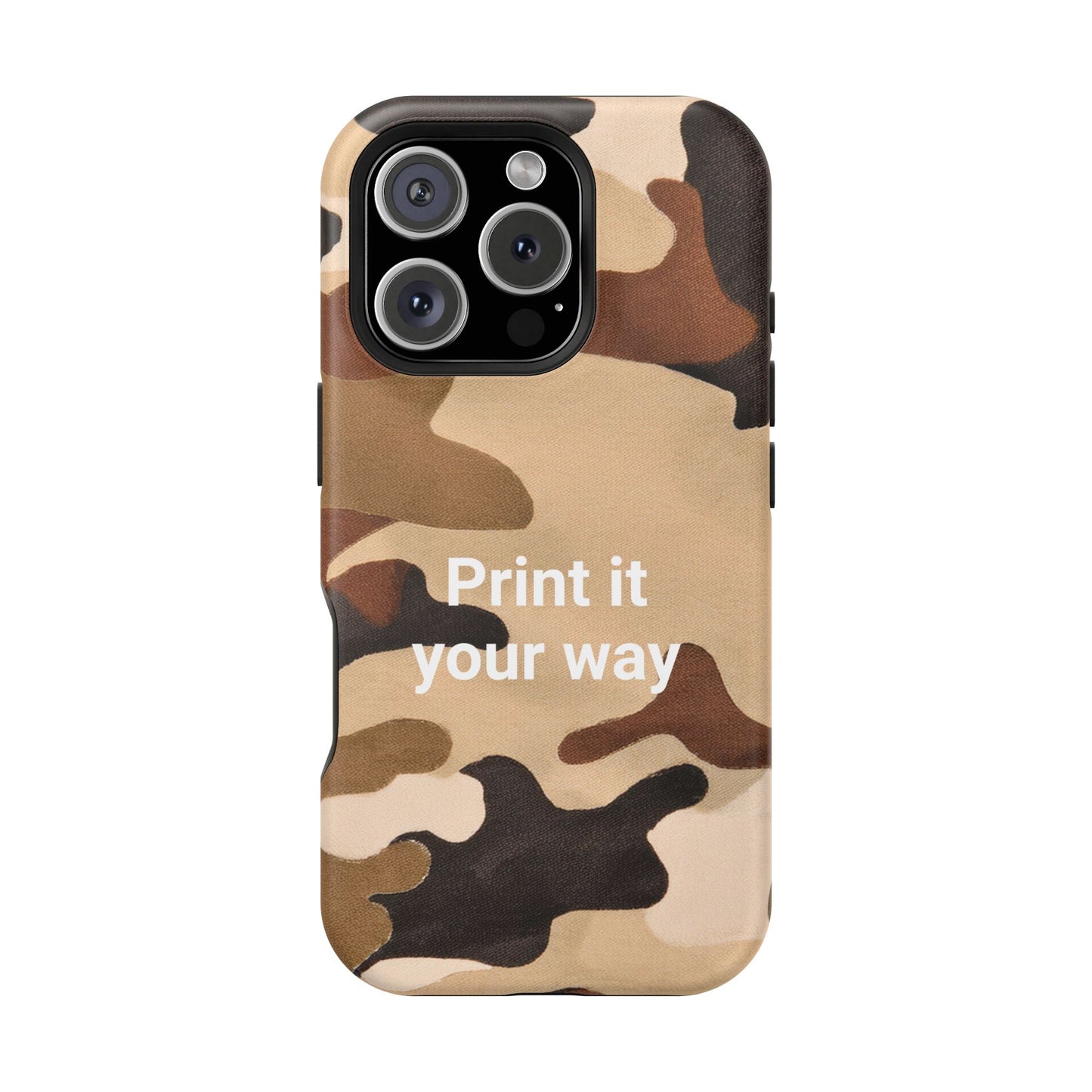 Brown Camouflage Cell Phone Case Design, Impact Resistant, Matt Finish - Customizable iPhone or Samsung Case, Protective Cover, Hard Shell,