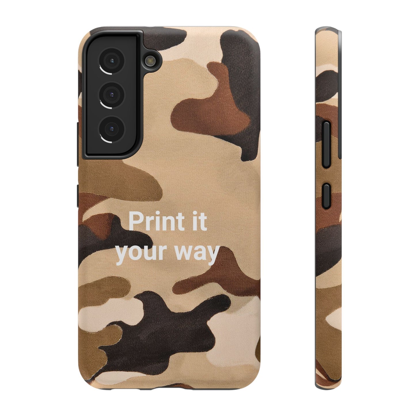 Brown Camouflage Cell Phone Case Design, Impact Resistant, Matt Finish - Customizable iPhone or Samsung Case, Protective Cover, Hard Shell,