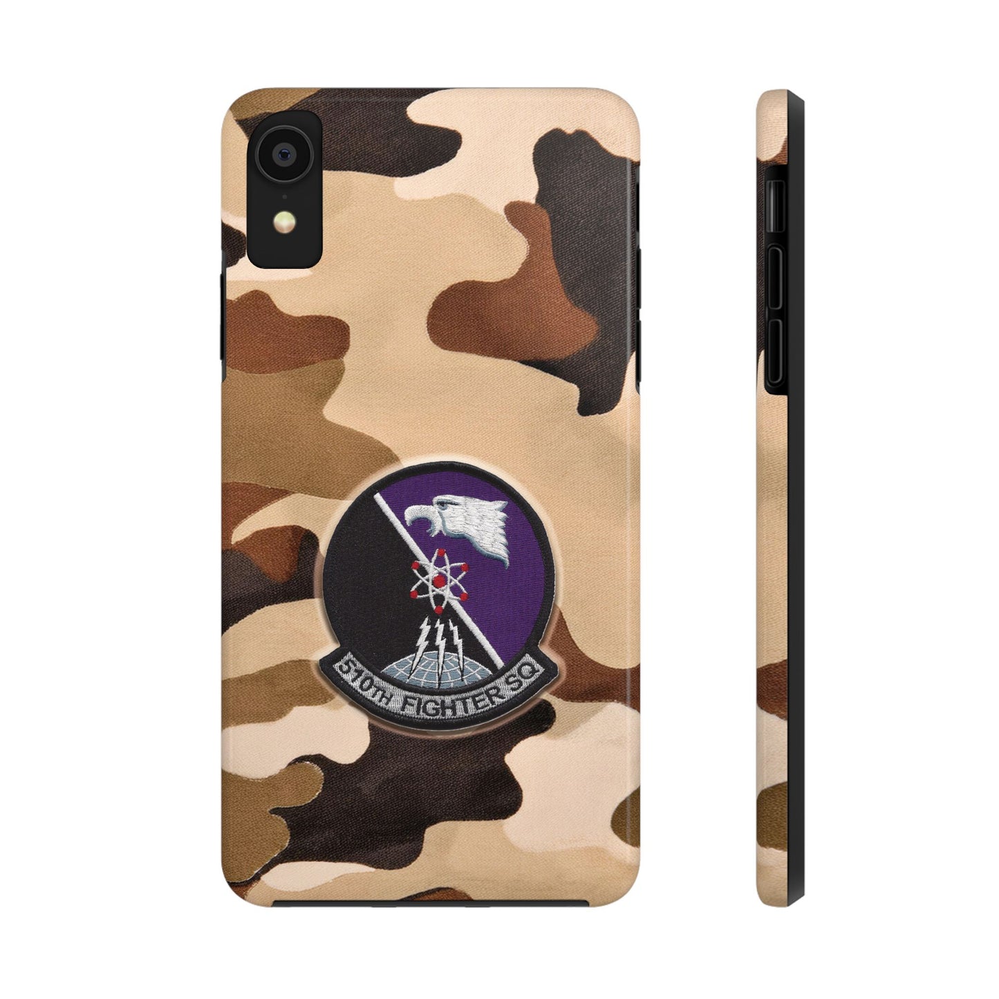 Air Force Squadron 510 iPhone Cell Phone Case, 510th Squadron Patch, Brown Camouflage