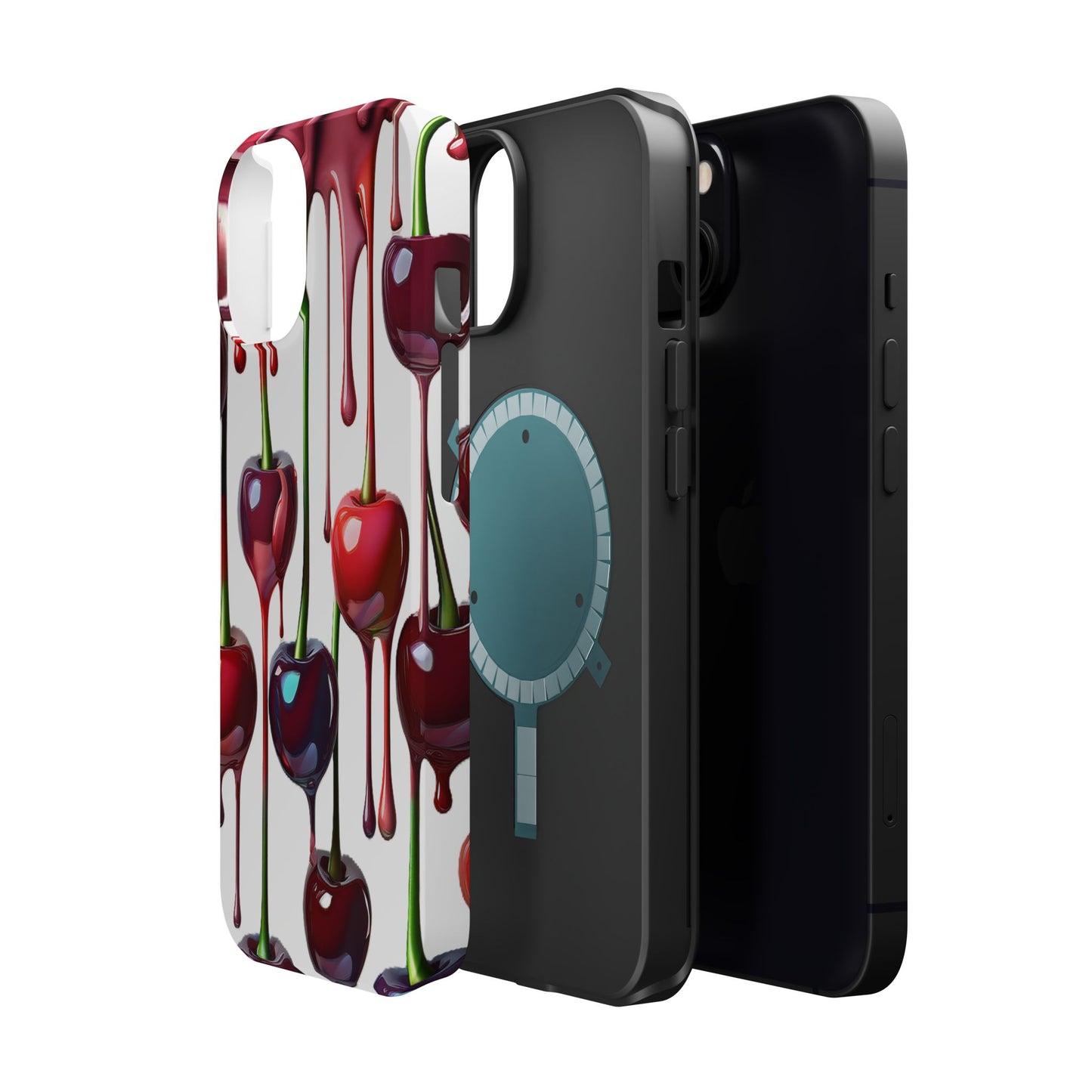 Dripping Cherry Phone Case - Cherry Design, White iPhone Magnetic Phone Case