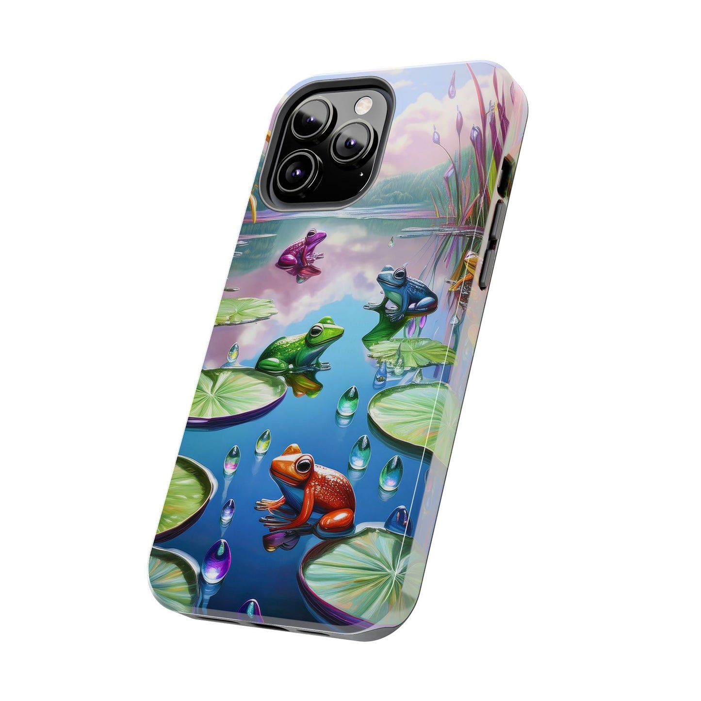Lily Pads and Frogs Phone Case, Mountain View Raindrops Nature Scene for iPhone or Samsung Galaxy