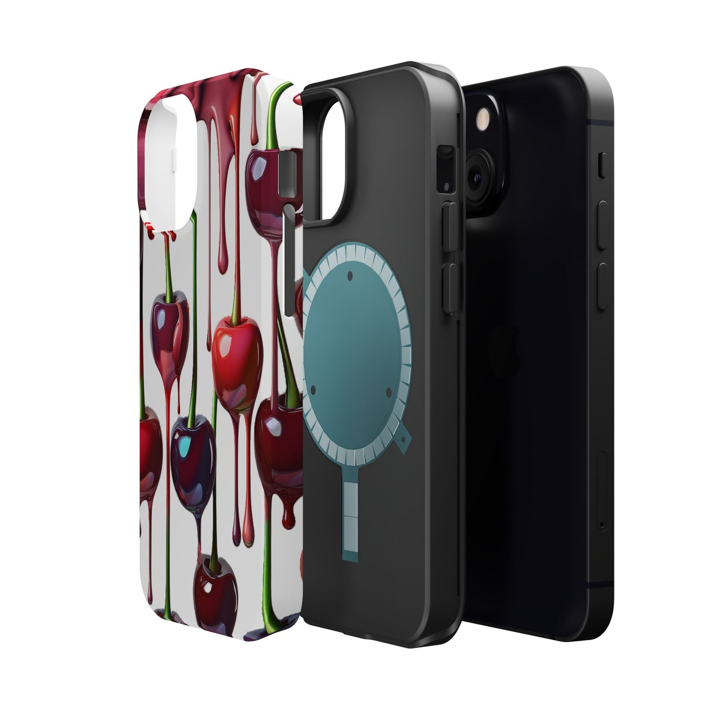 Dripping Cherry Phone Case - Cherry Design, White iPhone Magnetic Phone Case