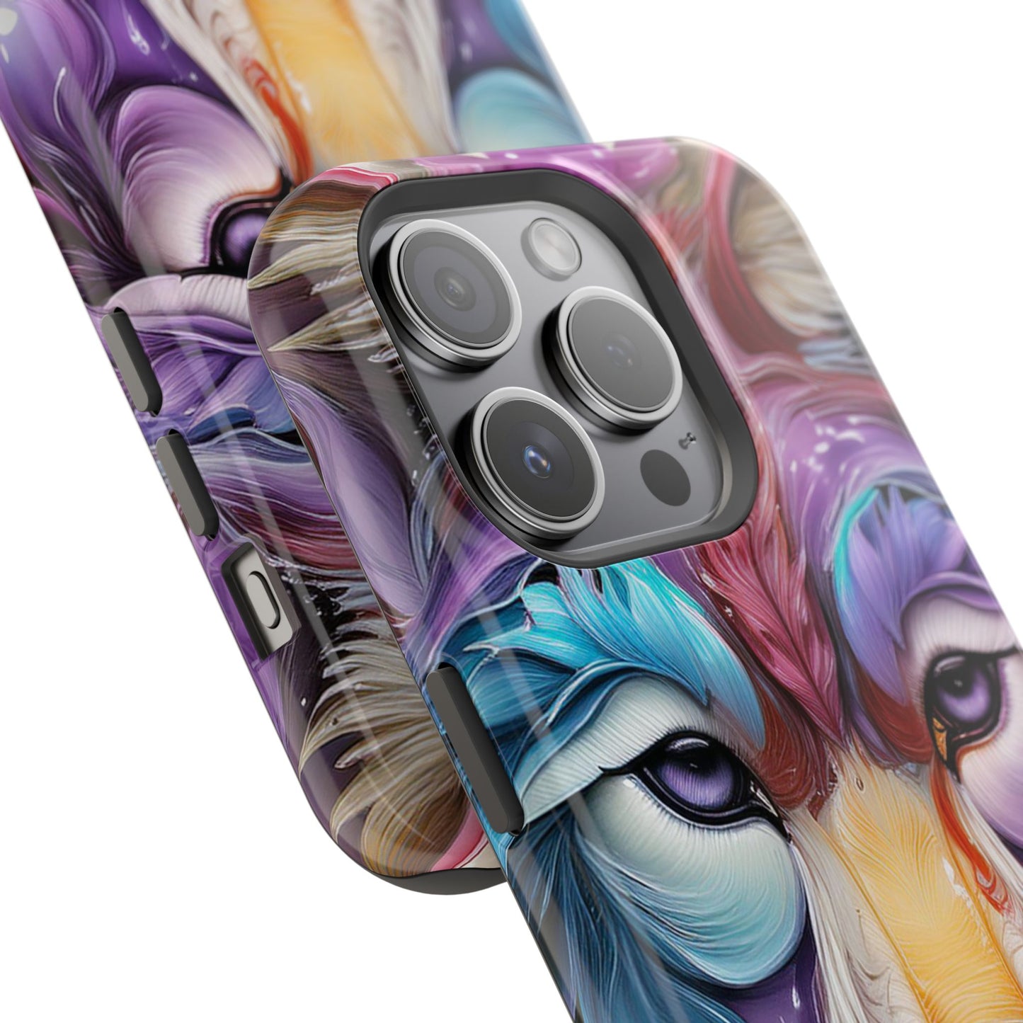 Mag Safe Vibrant Wolf Art - Colorful Wolf Design, Magnetic Phone Case, Trending iPhone Case