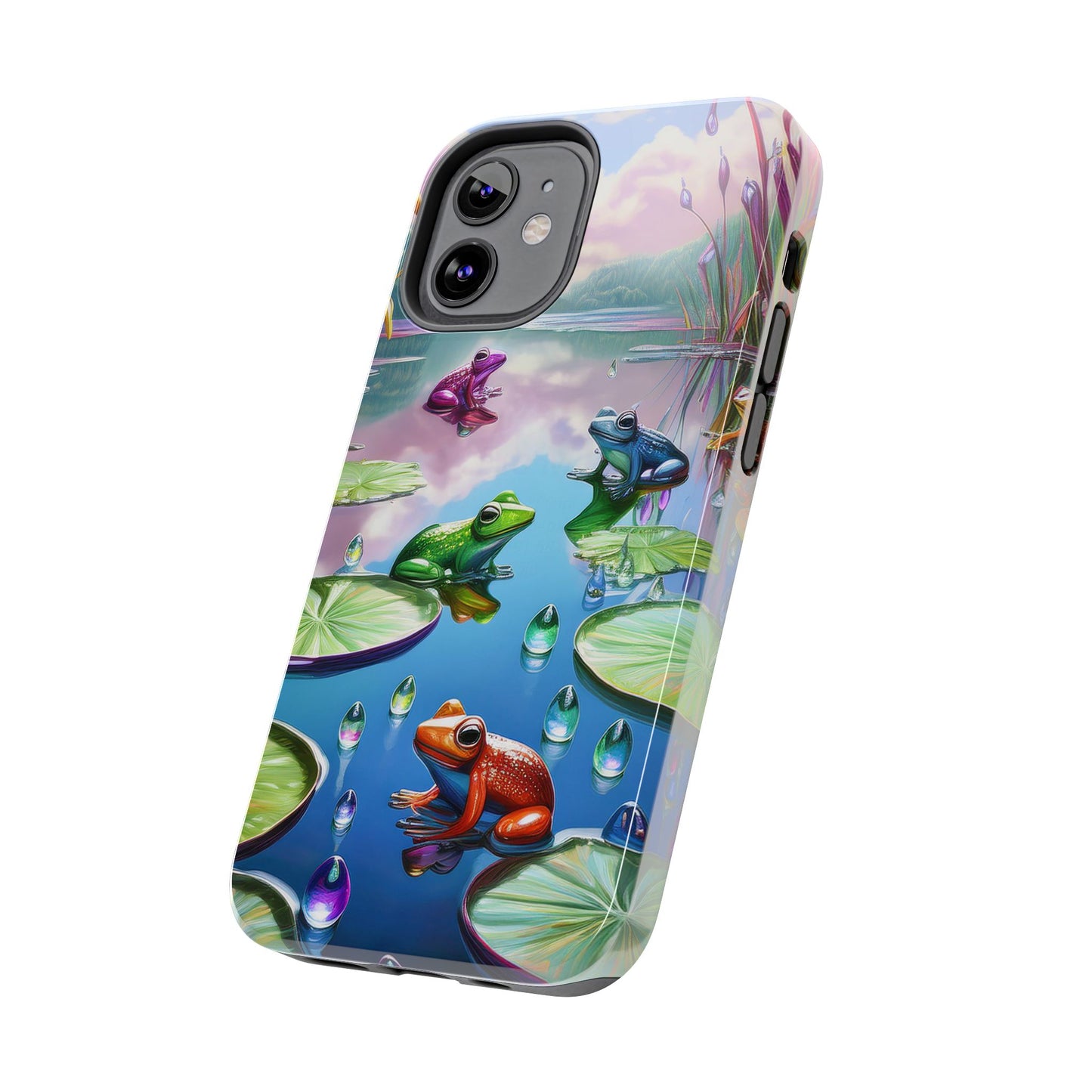 Lily Pads and Frogs Phone Case, Mountain View Raindrops Nature Scene for iPhone or Samsung Galaxy