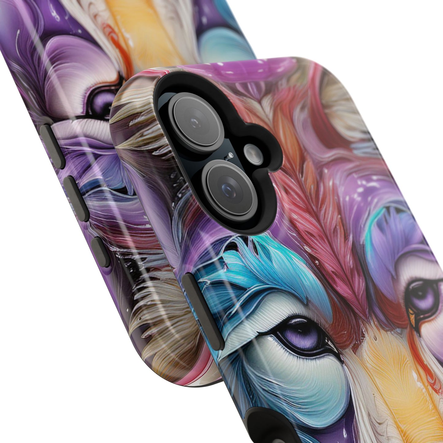 Mag Safe Vibrant Wolf Art - Colorful Wolf Design, Magnetic Phone Case, Trending iPhone Case