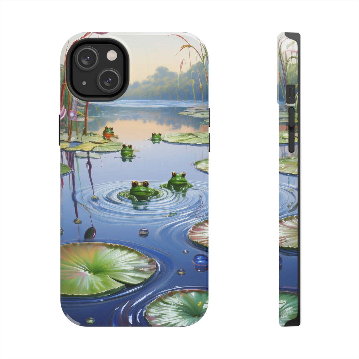Lily Pads and Frogs Phone Case, Mountain View Raindrops Nature Scene for iPhone or Samsung Galaxy