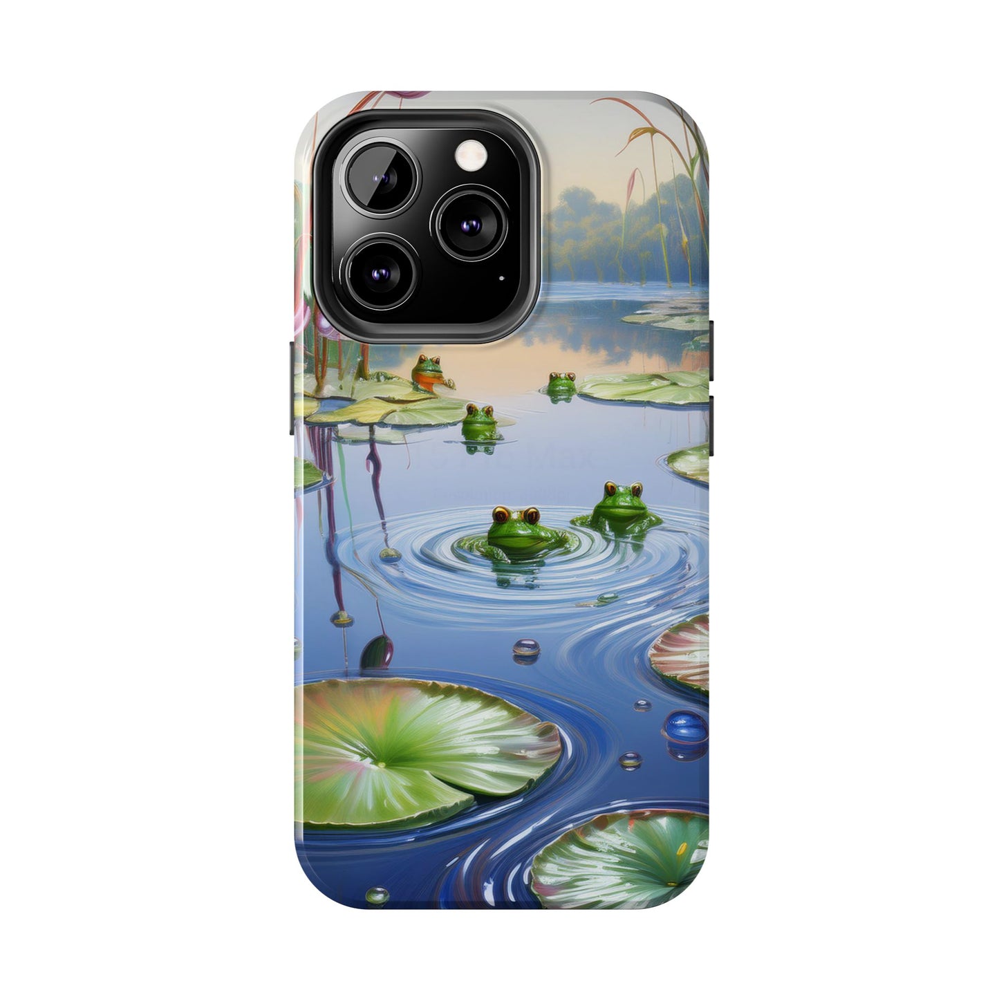Lily Pads and Frogs Phone Case, Mountain View Raindrops Nature Scene for iPhone or Samsung Galaxy