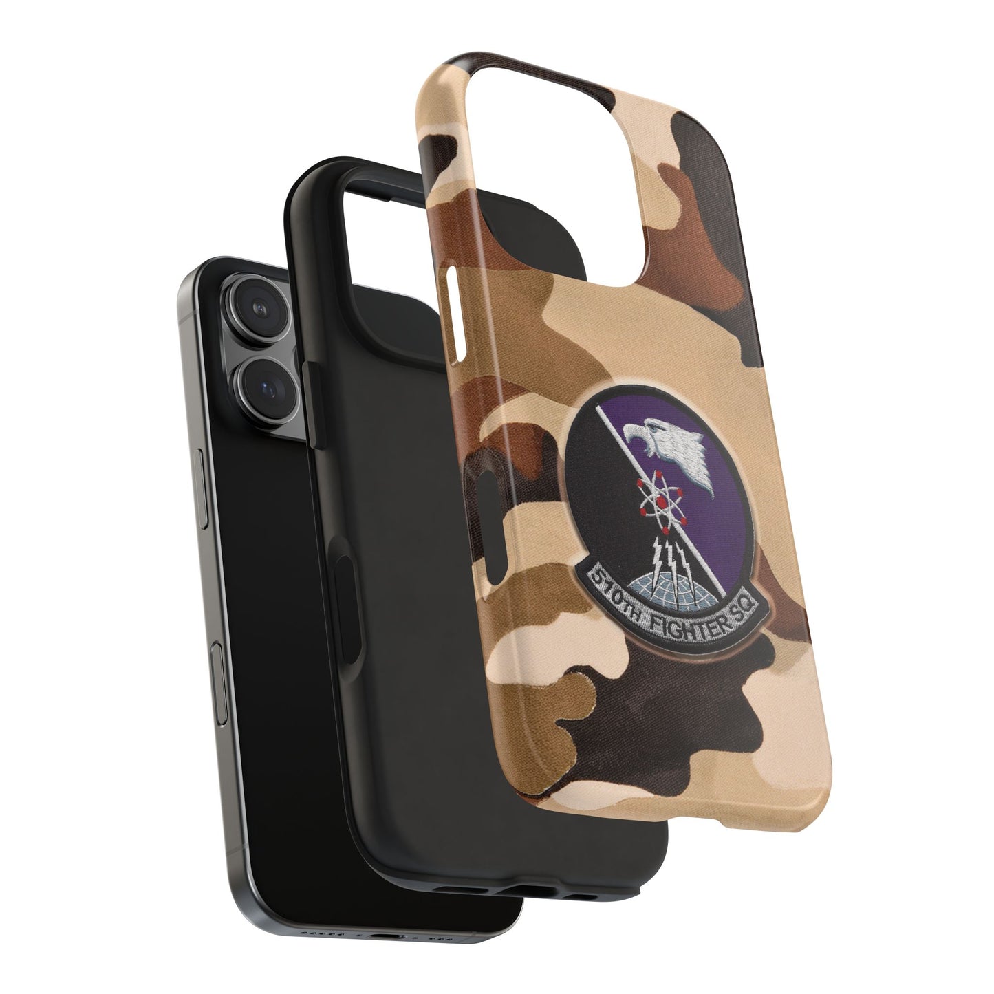Air Force Squadron 510 iPhone Cell Phone Case, 510th Squadron Patch, Brown Camouflage