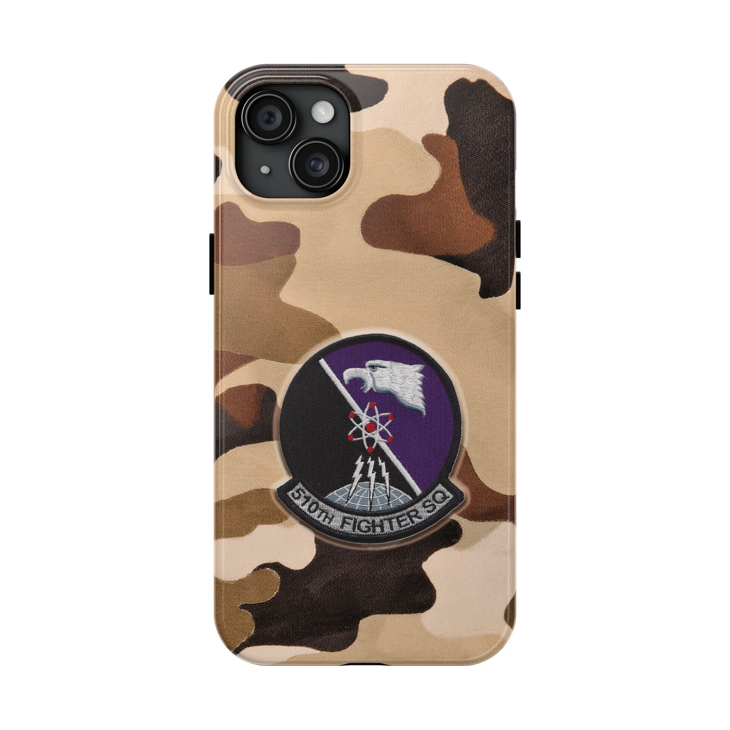 Air Force Squadron 510 iPhone Cell Phone Case, 510th Squadron Patch, Brown Camouflage