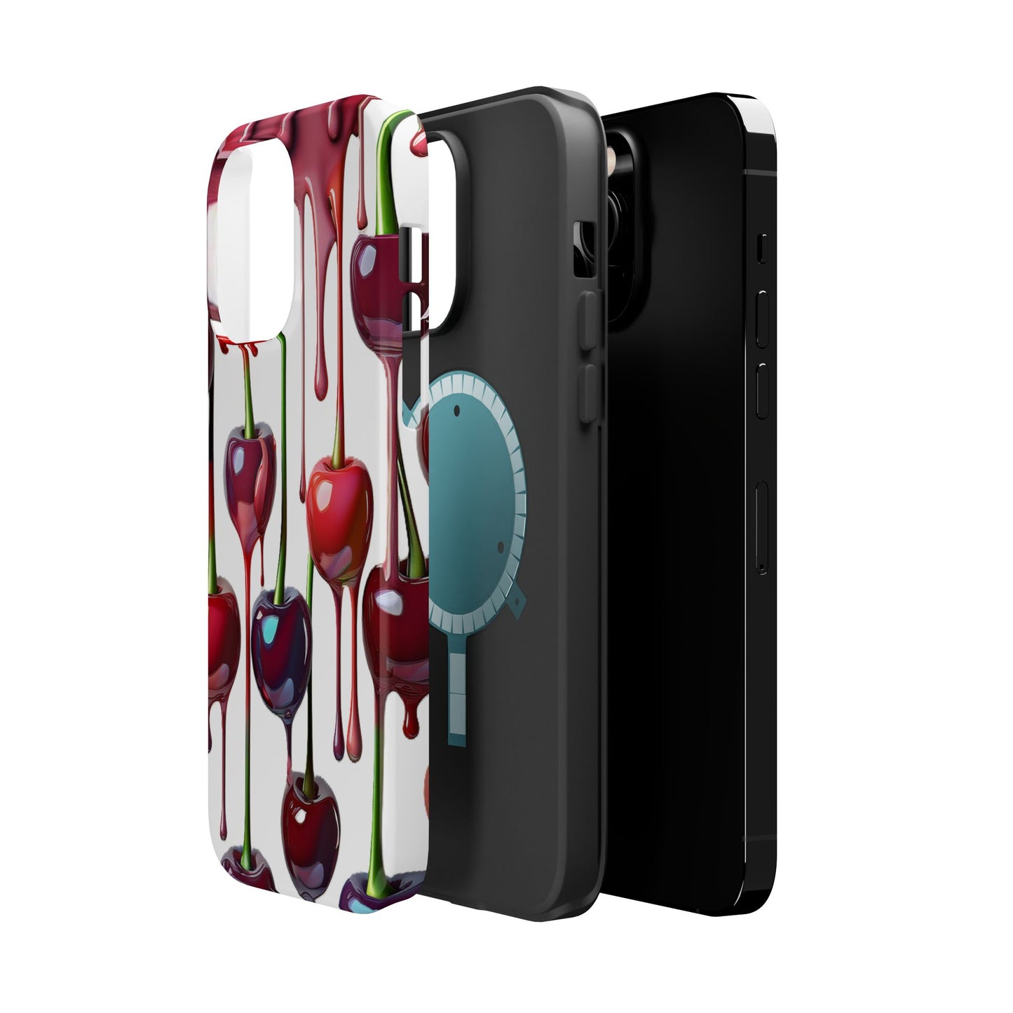 Dripping Cherry Phone Case - Cherry Design, White iPhone Magnetic Phone Case
