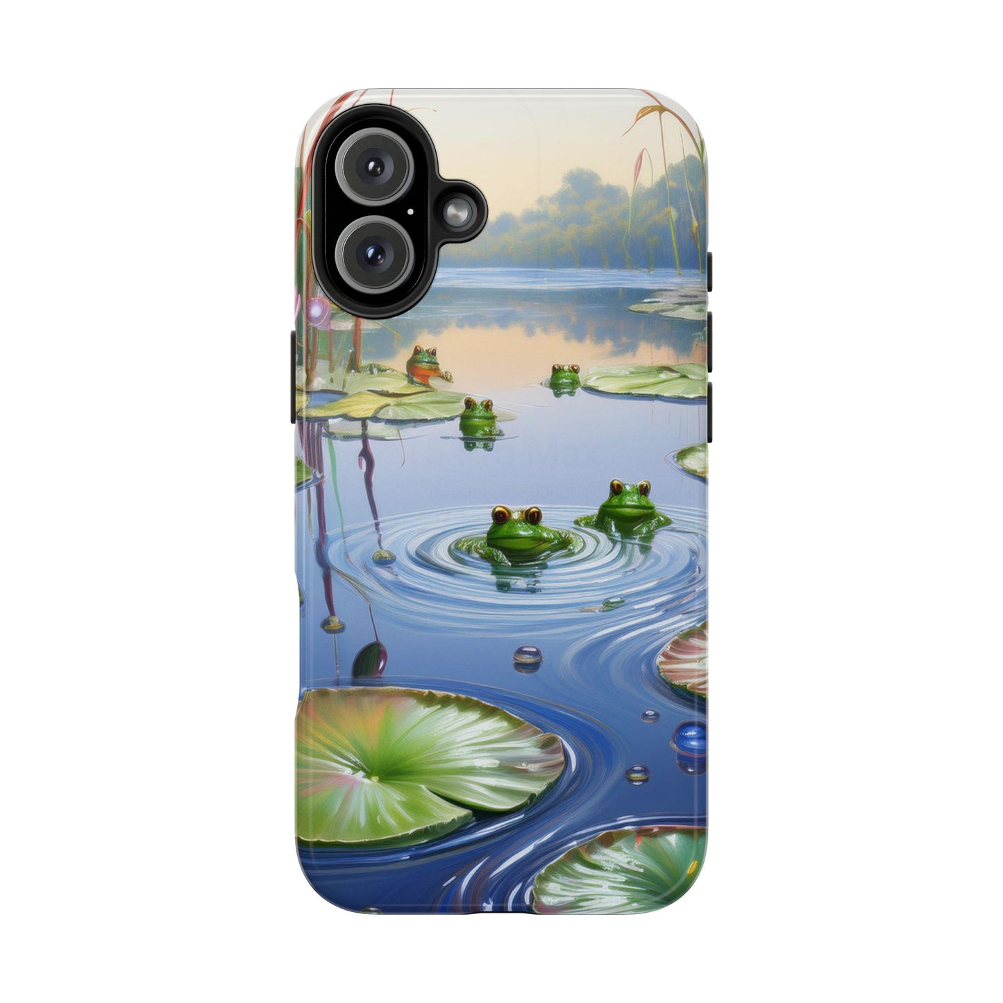 Lily Pads and Frogs Phone Case, Mountain View Raindrops Nature Scene for iPhone or Samsung Galaxy
