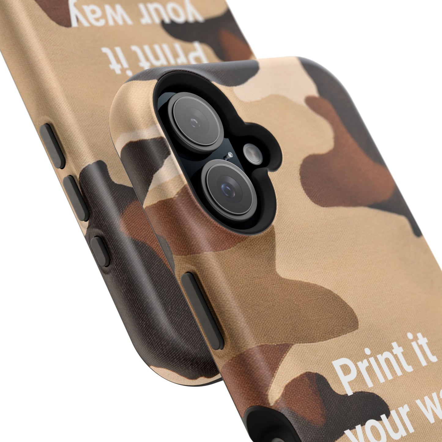 Brown Camouflage Cell Phone Case Design, Impact Resistant, Matt Finish - Customizable iPhone or Samsung Case, Protective Cover, Hard Shell,