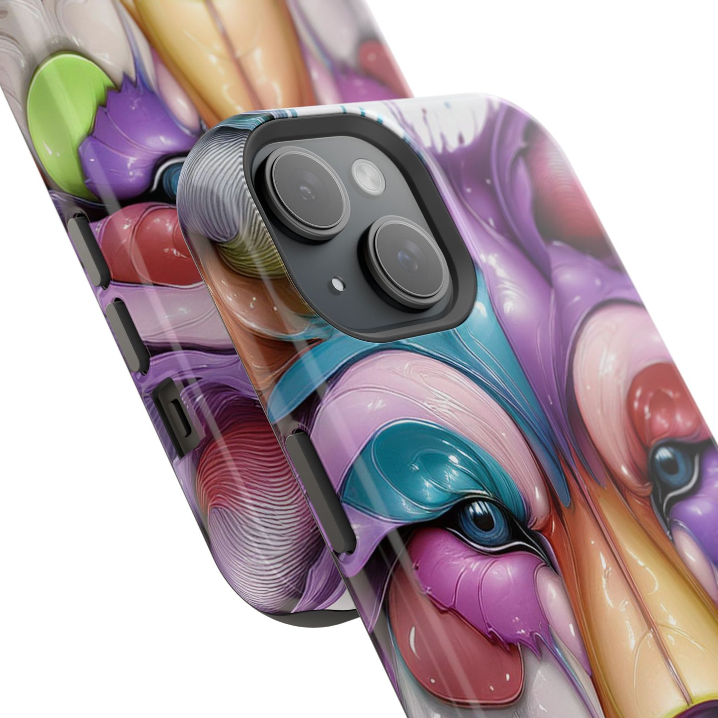 MagSafe iPhone Case with Vibrant Wolf Design, Unique Trending Phone Case, Edgy Colored Wolf Art for iPhone 16, 15, 14, 13 Pro & Plus