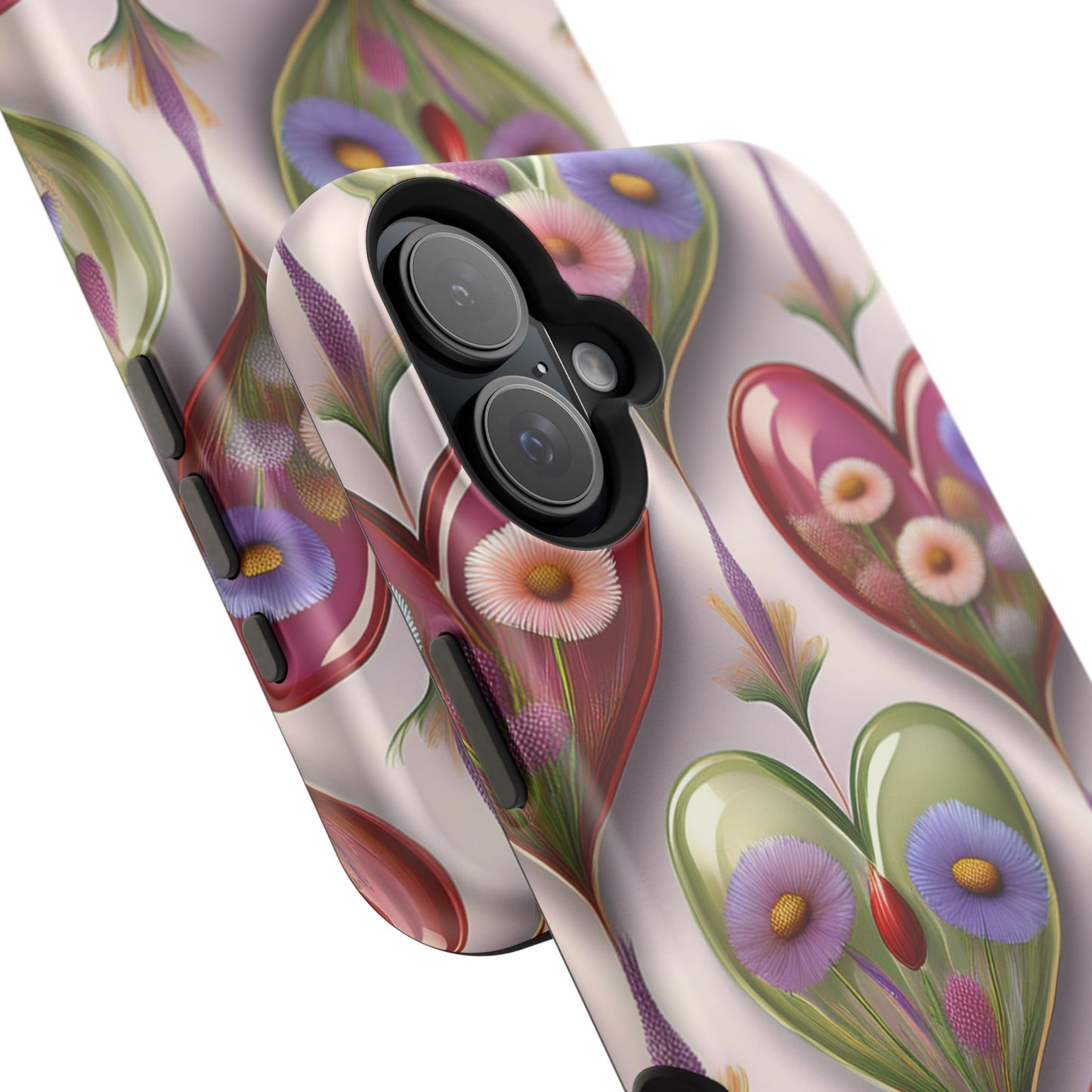 MagSafe Hearts and Flowers Phone Case, Top Trending iPhone Phone Case, Vibrant Phone Case