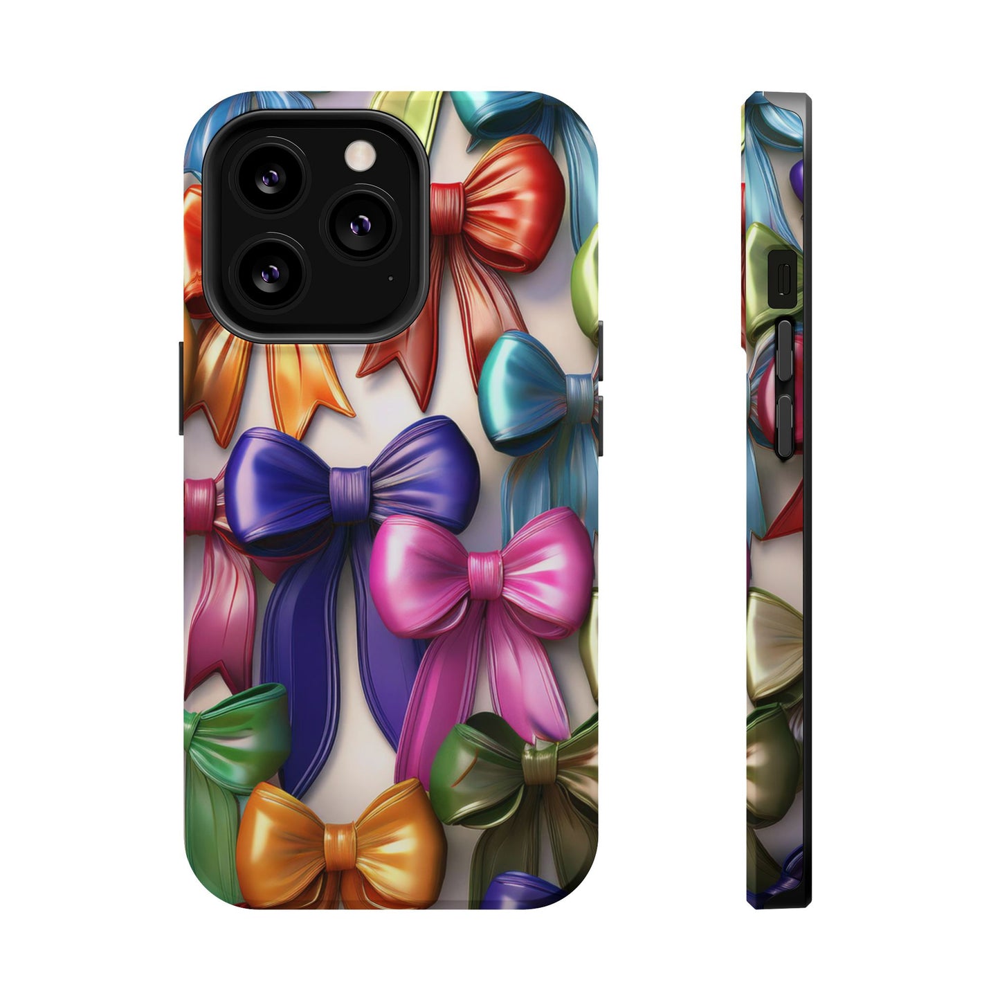 MagSafe Vibrant Bows Phone Case, Top Trending iPhone Phone Case, Multicolor Vibrant Bow Phone Case