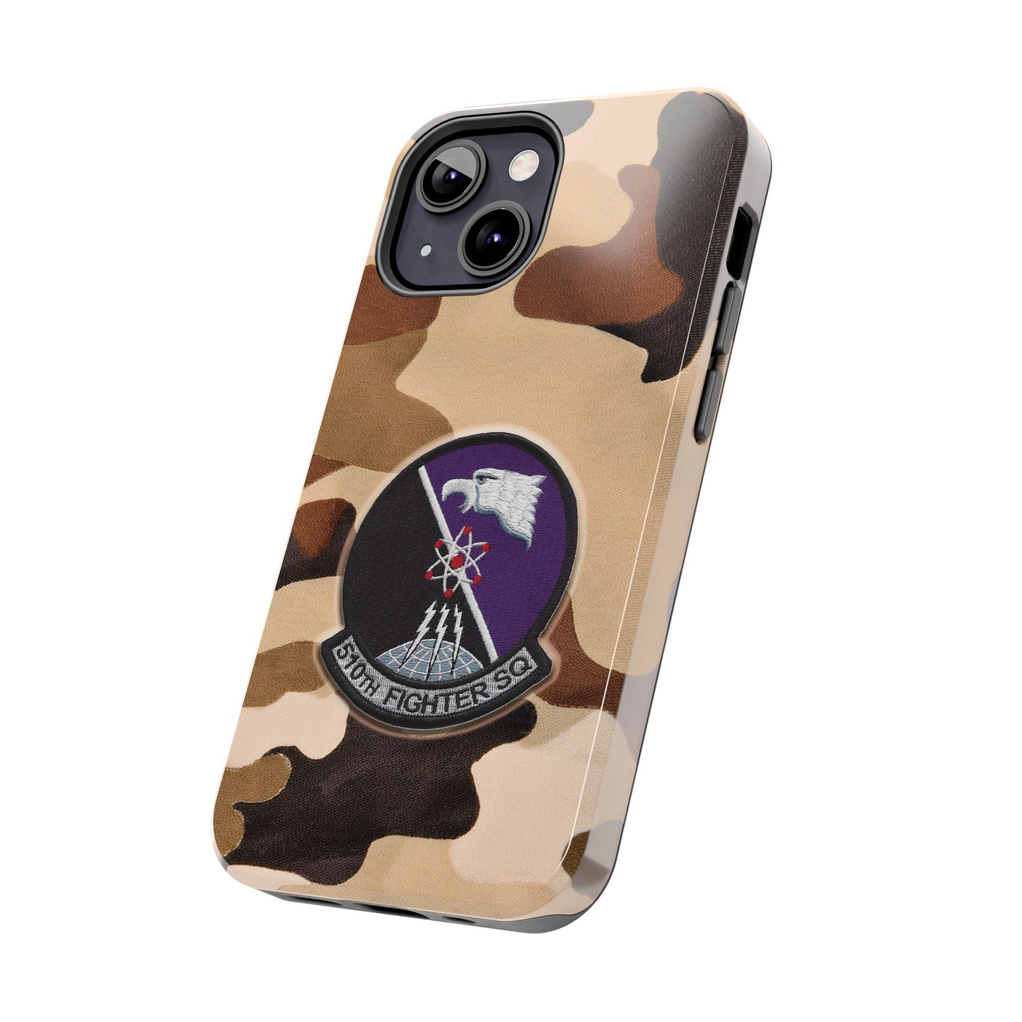 Air Force Squadron 510 iPhone Cell Phone Case, 510th Squadron Patch, Brown Camouflage