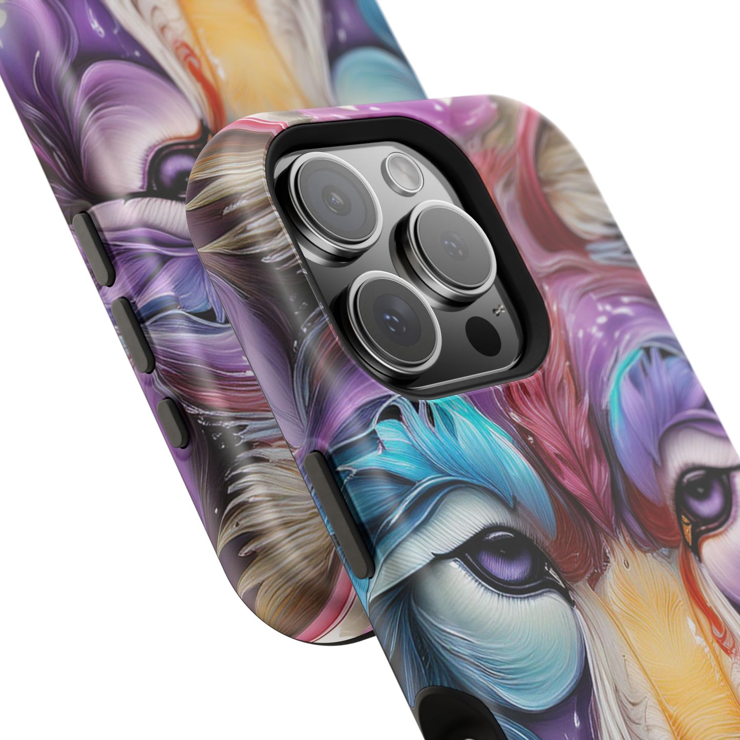 Mag Safe Vibrant Wolf Art - Colorful Wolf Design, Magnetic Phone Case, Trending iPhone Case