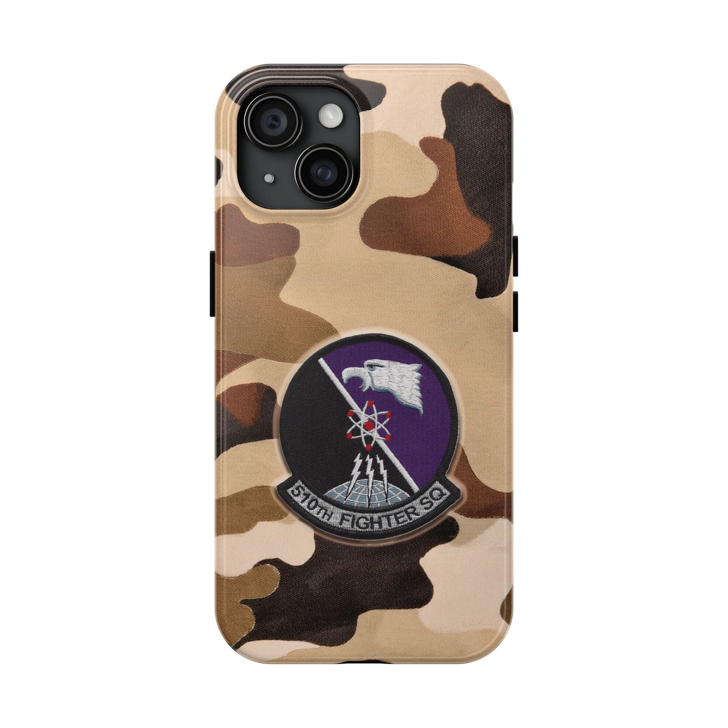 Air Force Squadron 510 iPhone Cell Phone Case, 510th Squadron Patch, Brown Camouflage