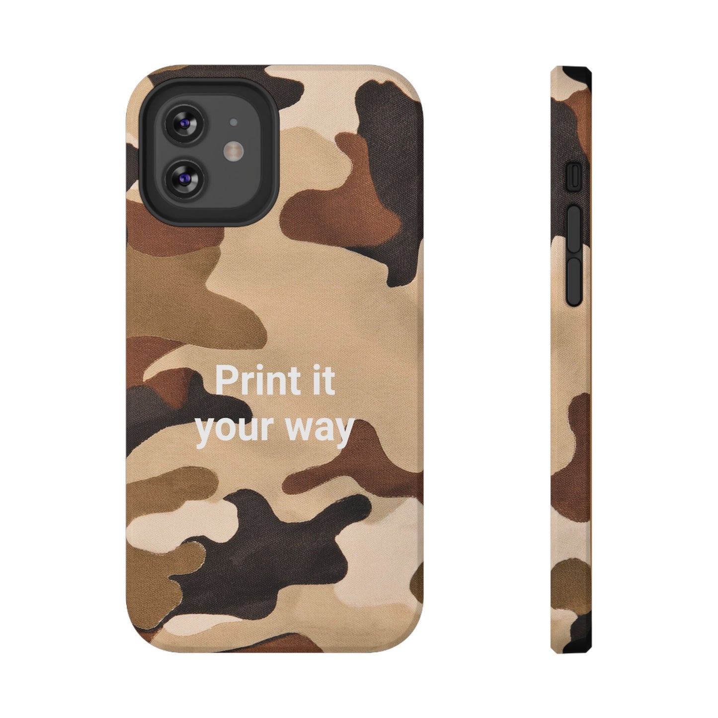 Brown Camouflage Cell Phone Case Design, Impact Resistant, Matt Finish - Customizable iPhone or Samsung Case, Protective Cover, Hard Shell,