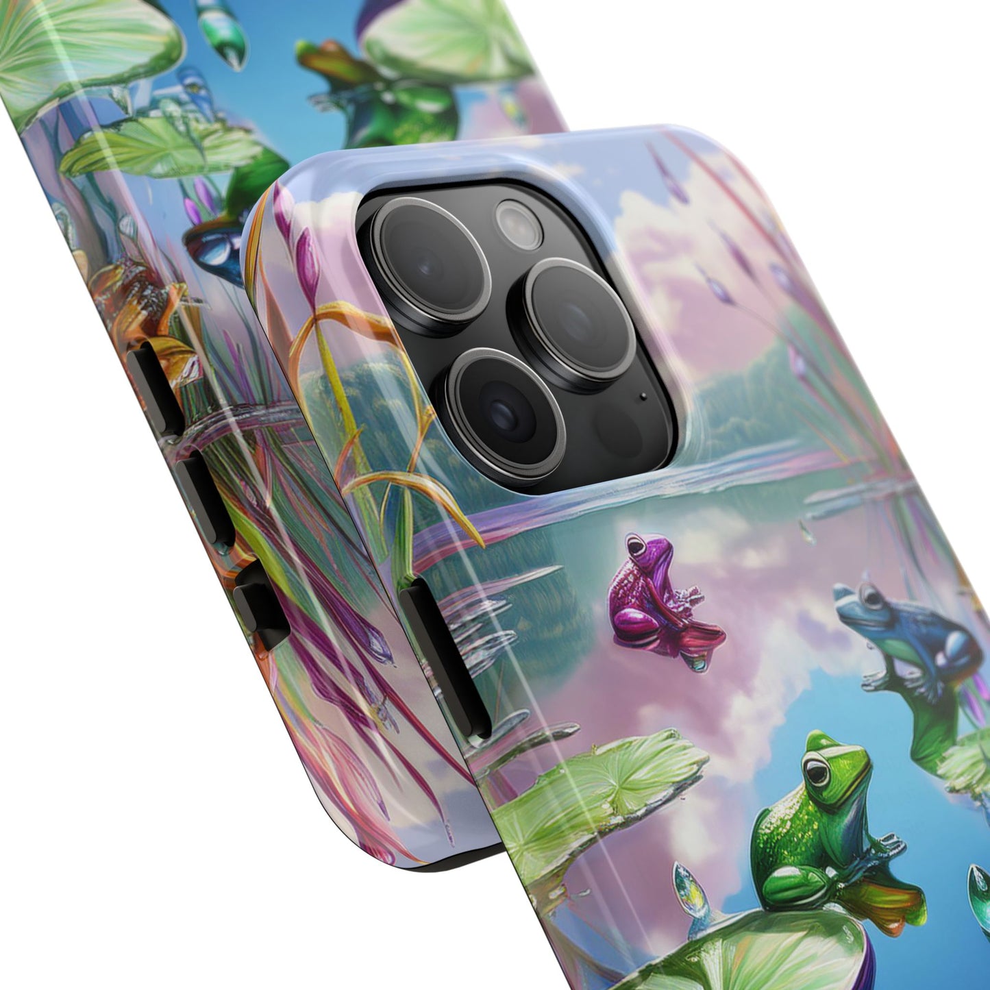 Lily Pads and Frogs Phone Case, Mountain View Raindrops Nature Scene for iPhone or Samsung Galaxy