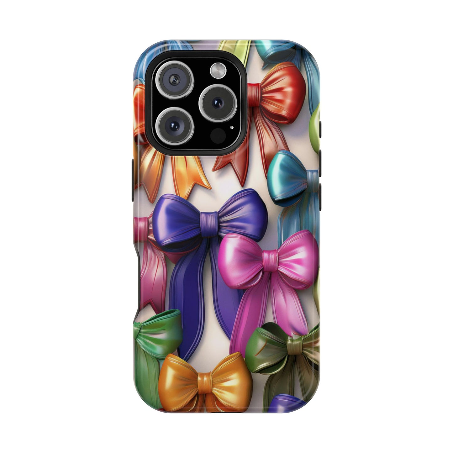 MagSafe Vibrant Bows Phone Case, Top Trending iPhone Phone Case, Multicolor Vibrant Bow Phone Case