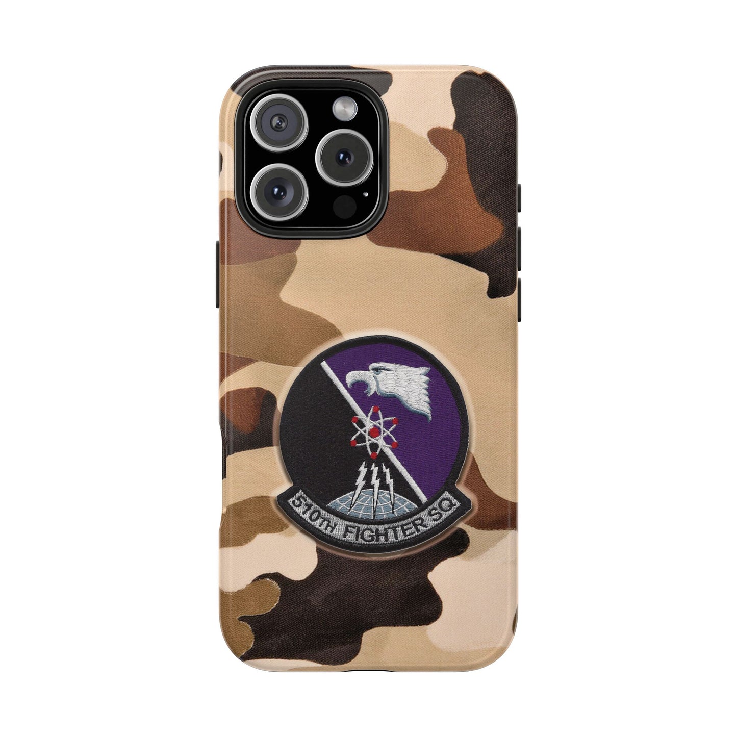 Air Force Squadron 510 iPhone Cell Phone Case, 510th Squadron Patch, Brown Camouflage