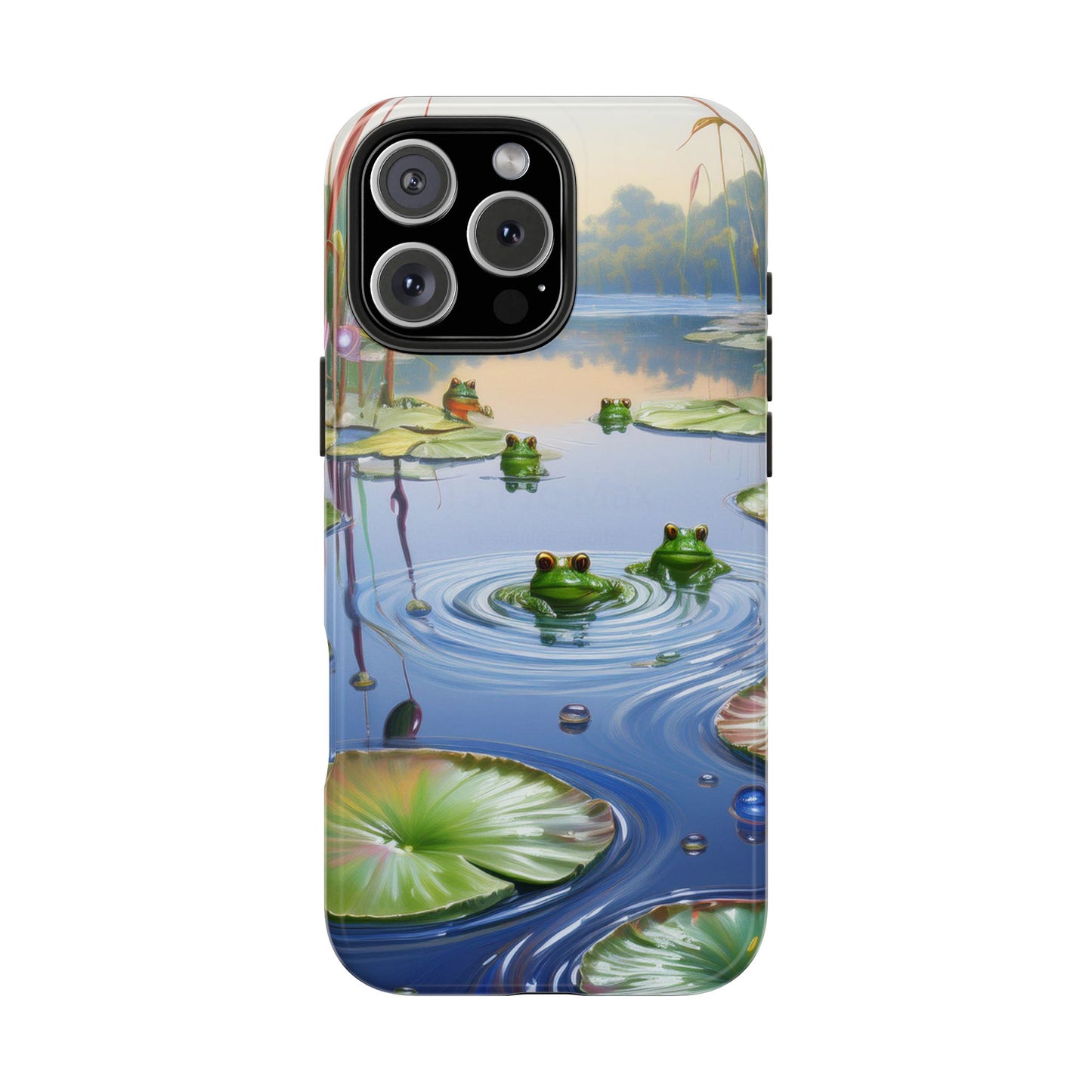 Lily Pads and Frogs Phone Case, Mountain View Raindrops Nature Scene for iPhone or Samsung Galaxy