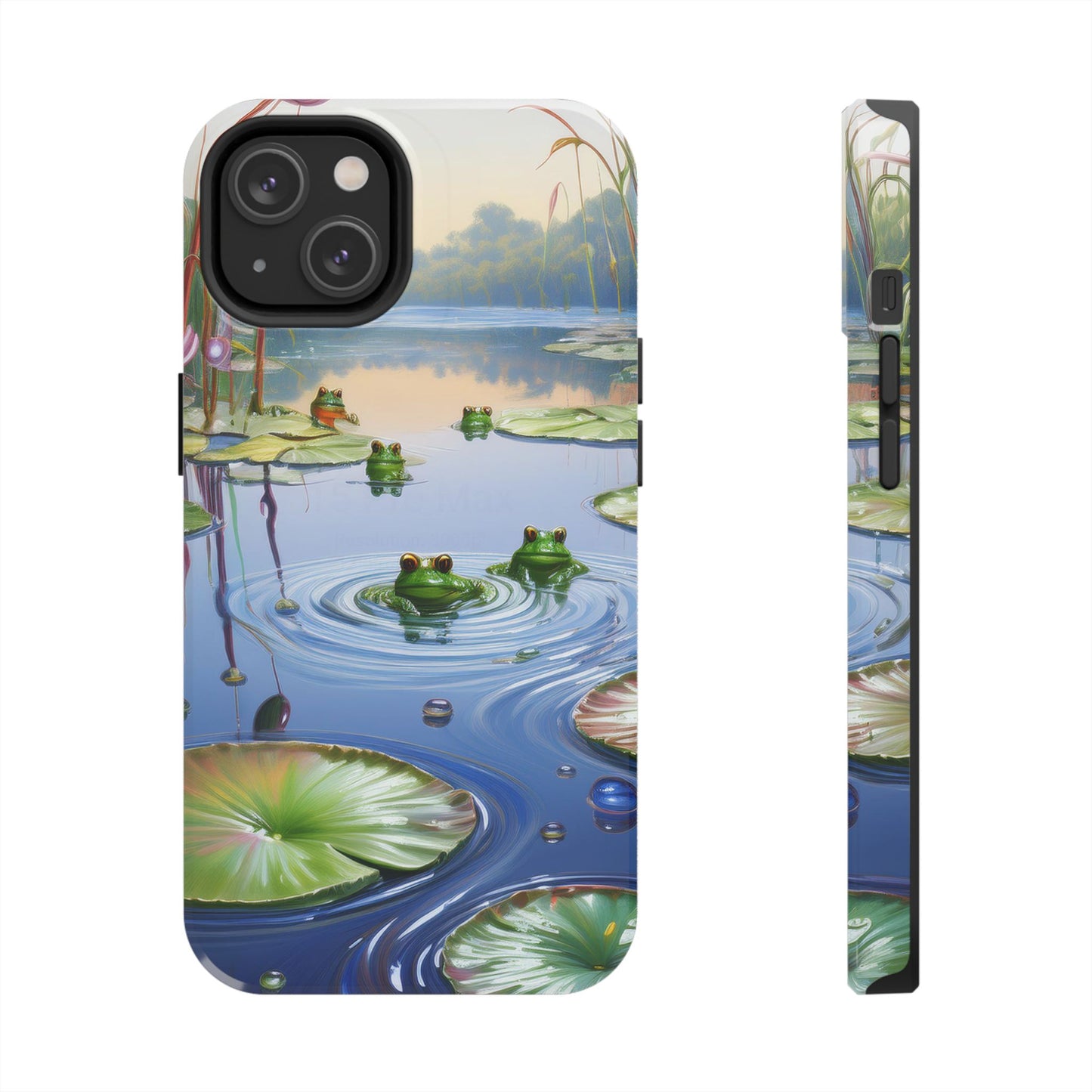 Lily Pads and Frogs Phone Case, Mountain View Raindrops Nature Scene for iPhone or Samsung Galaxy