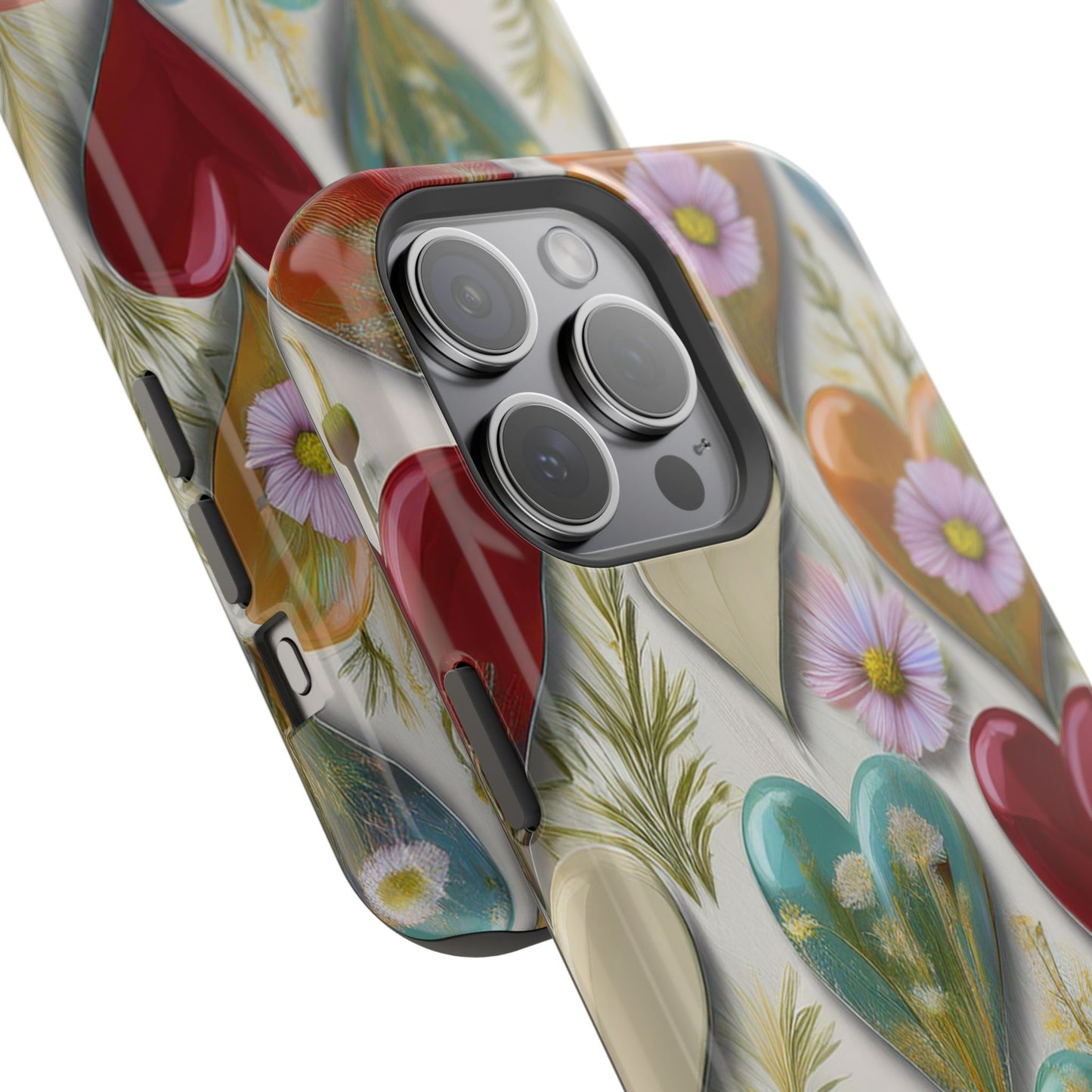 MagSafe Hearts and Flowers Phone Case, Top Trending iPhone Phone Case, Vibrant Phone Case