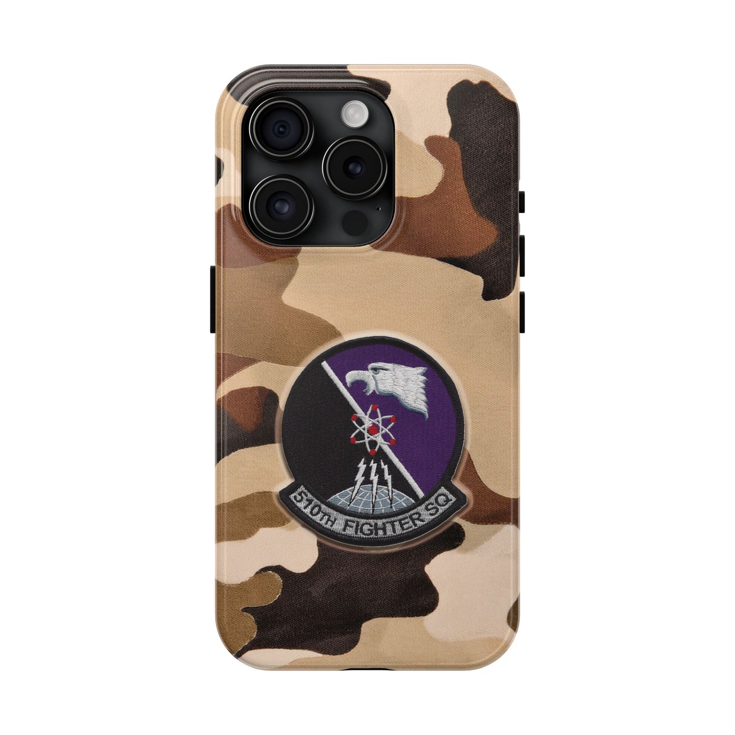 Air Force Squadron 510 iPhone Cell Phone Case, 510th Squadron Patch, Brown Camouflage