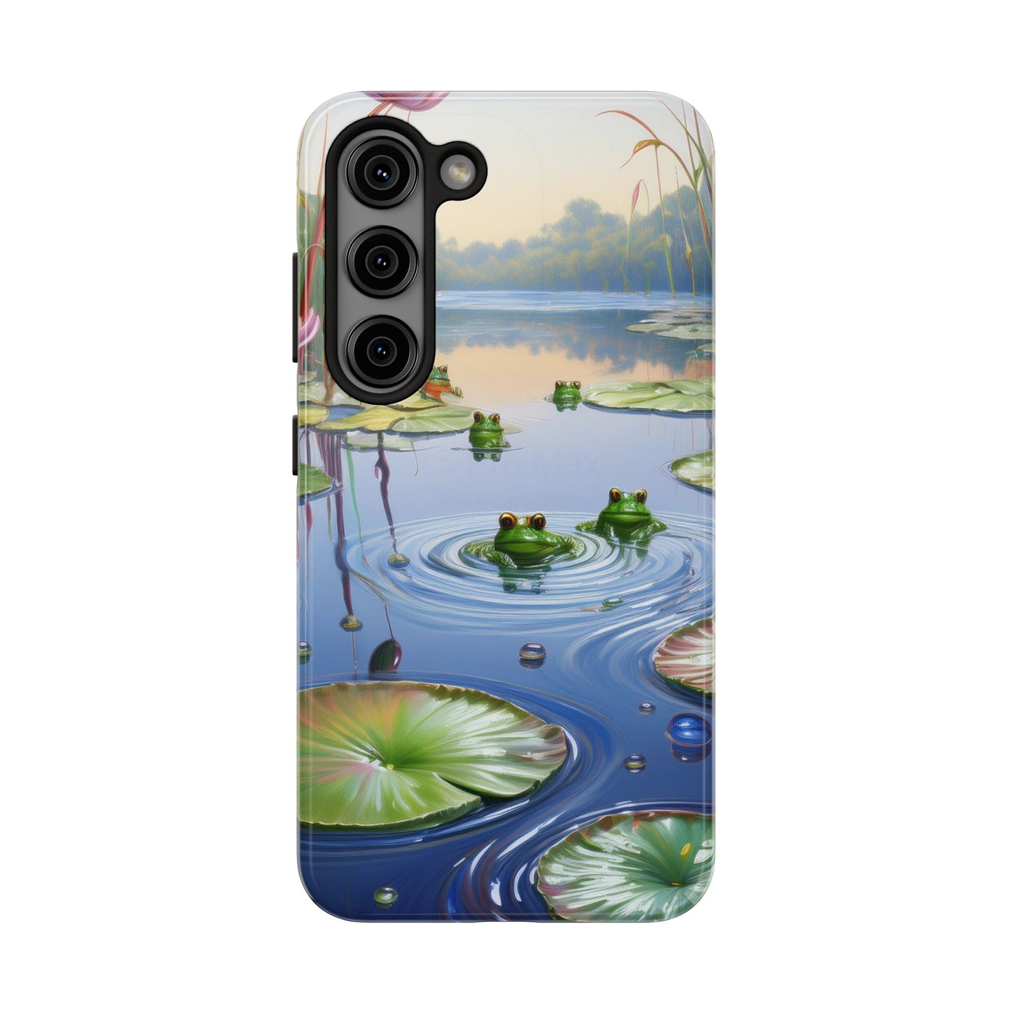 Lily Pads and Frogs Phone Case, Mountain View Raindrops Nature Scene for iPhone or Samsung Galaxy