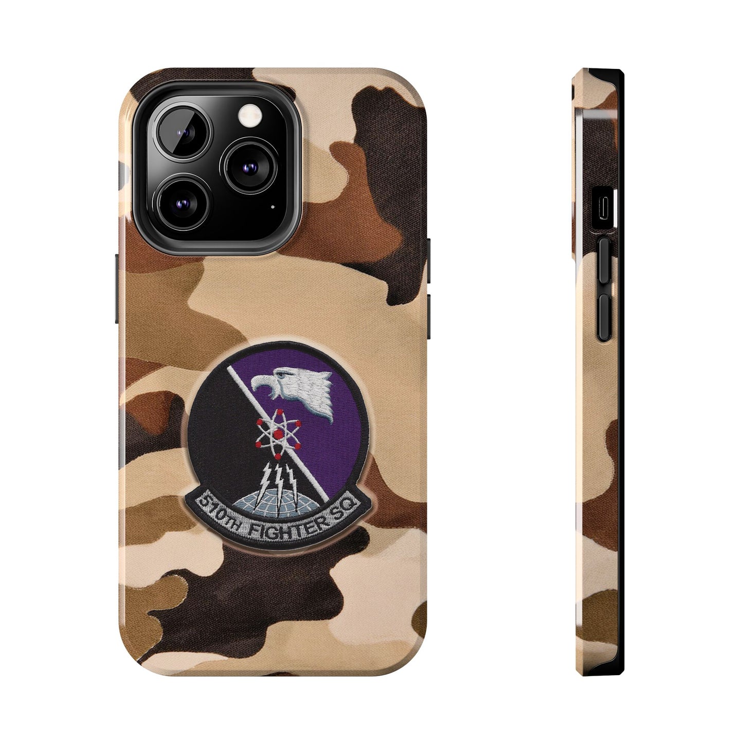 Air Force Squadron 510 iPhone Cell Phone Case, 510th Squadron Patch, Brown Camouflage
