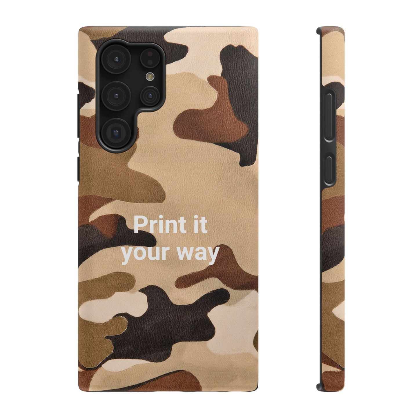 Brown Camouflage Cell Phone Case Design, Impact Resistant, Matt Finish - Customizable iPhone or Samsung Case, Protective Cover, Hard Shell,