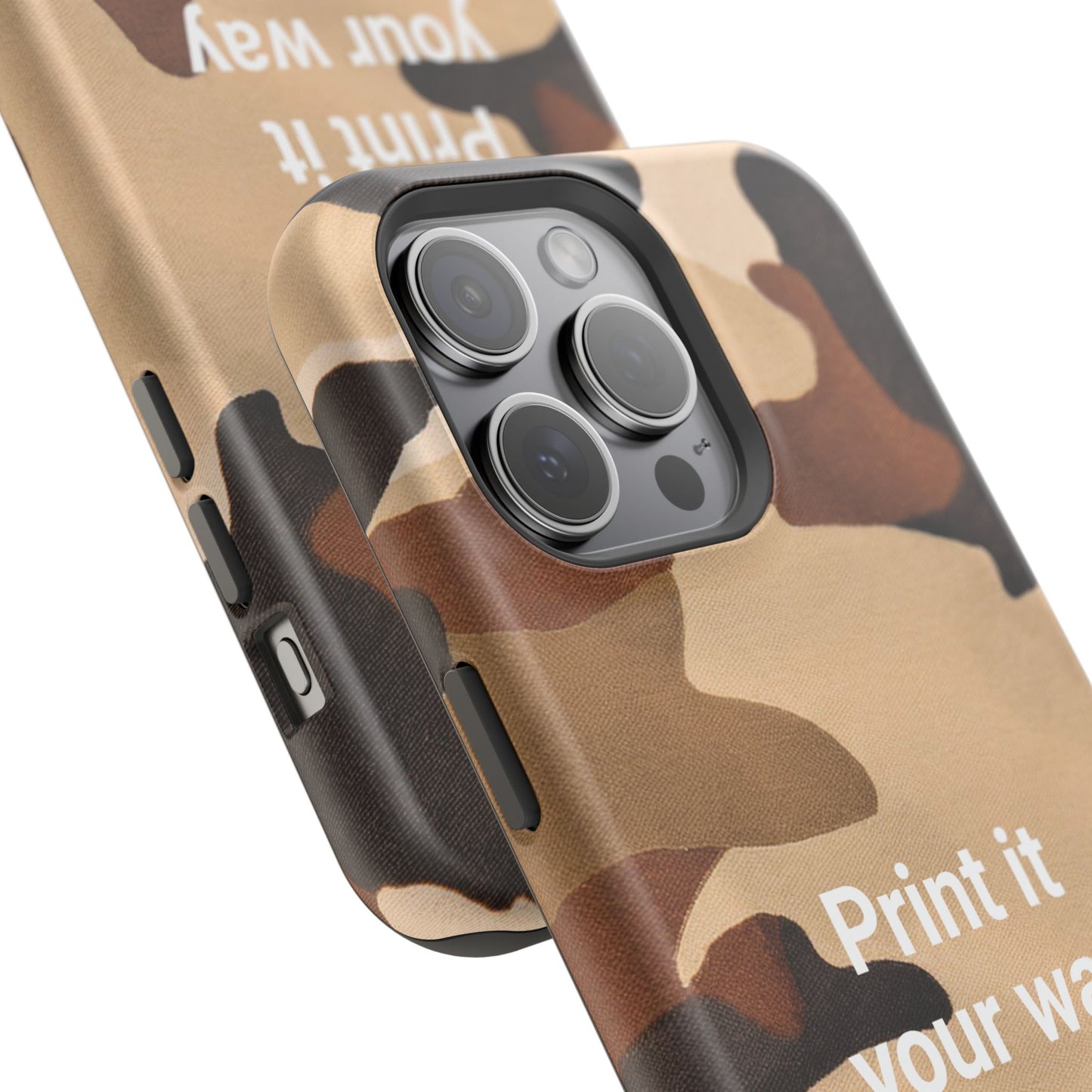 Brown Camouflage Cell Phone Case Design, Impact Resistant, Matt Finish - Customizable iPhone or Samsung Case, Protective Cover, Hard Shell,