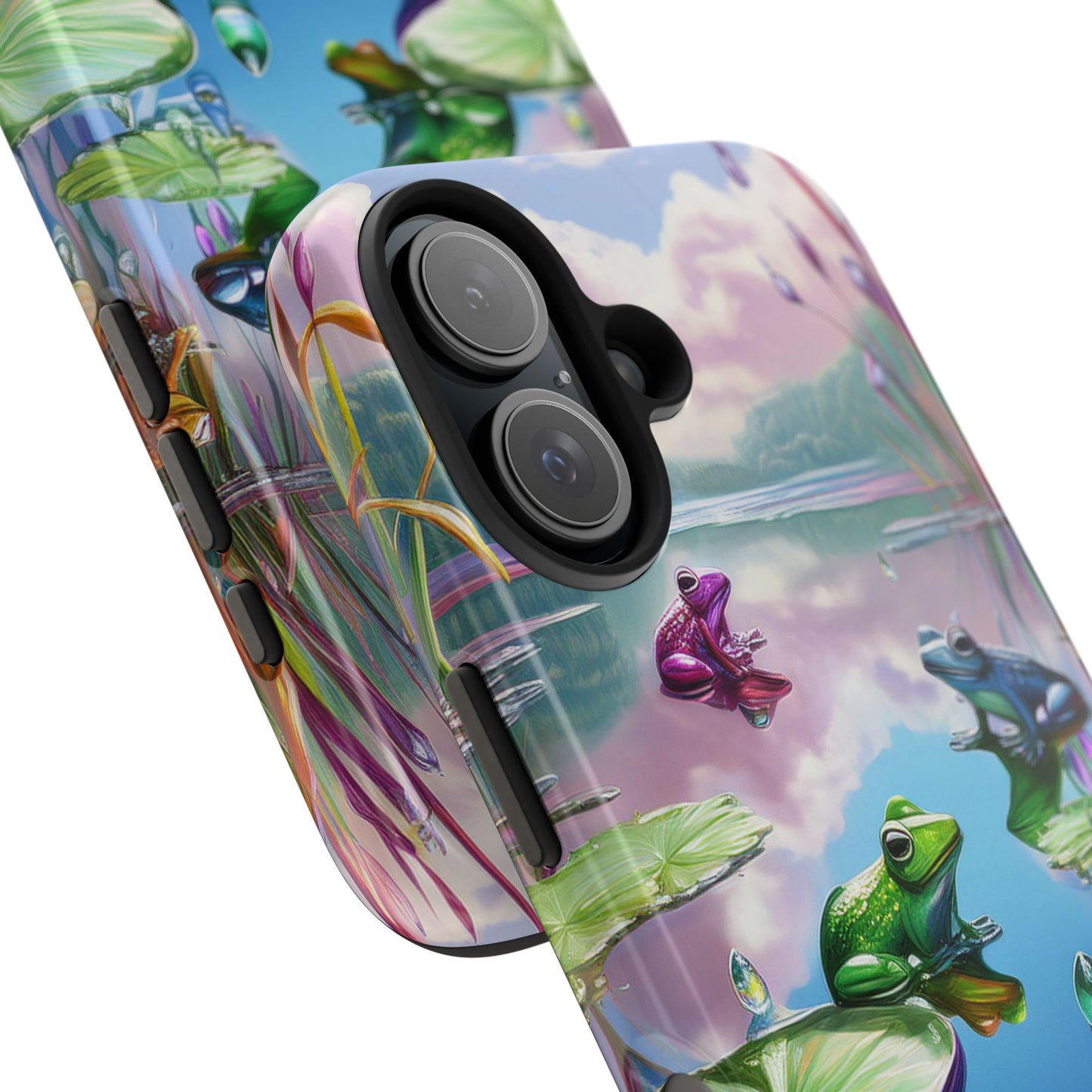 Lily Pads and Frogs Phone Case, Mountain View Raindrops Nature Scene for iPhone or Samsung Galaxy