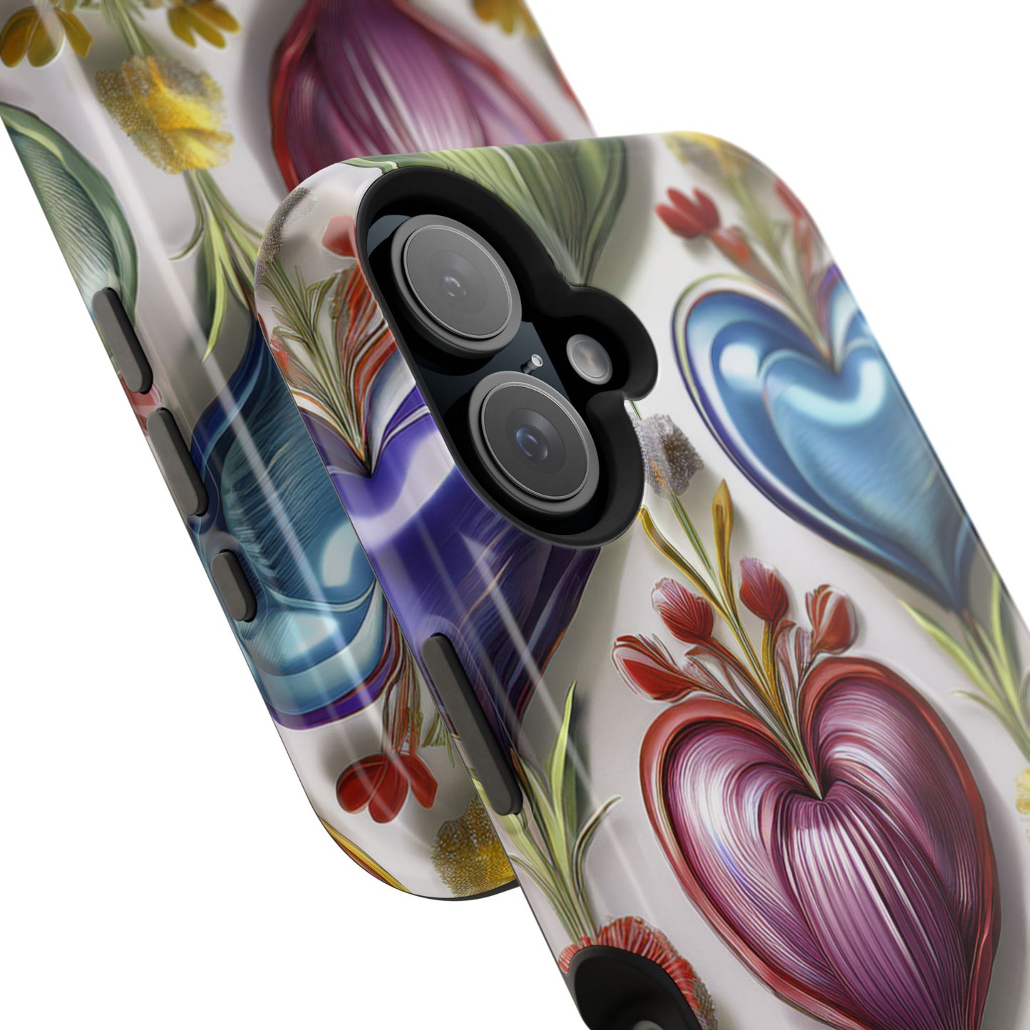 iPhone MagSafe Hearts and Flowers Phone Case, Luxury Mobil Case