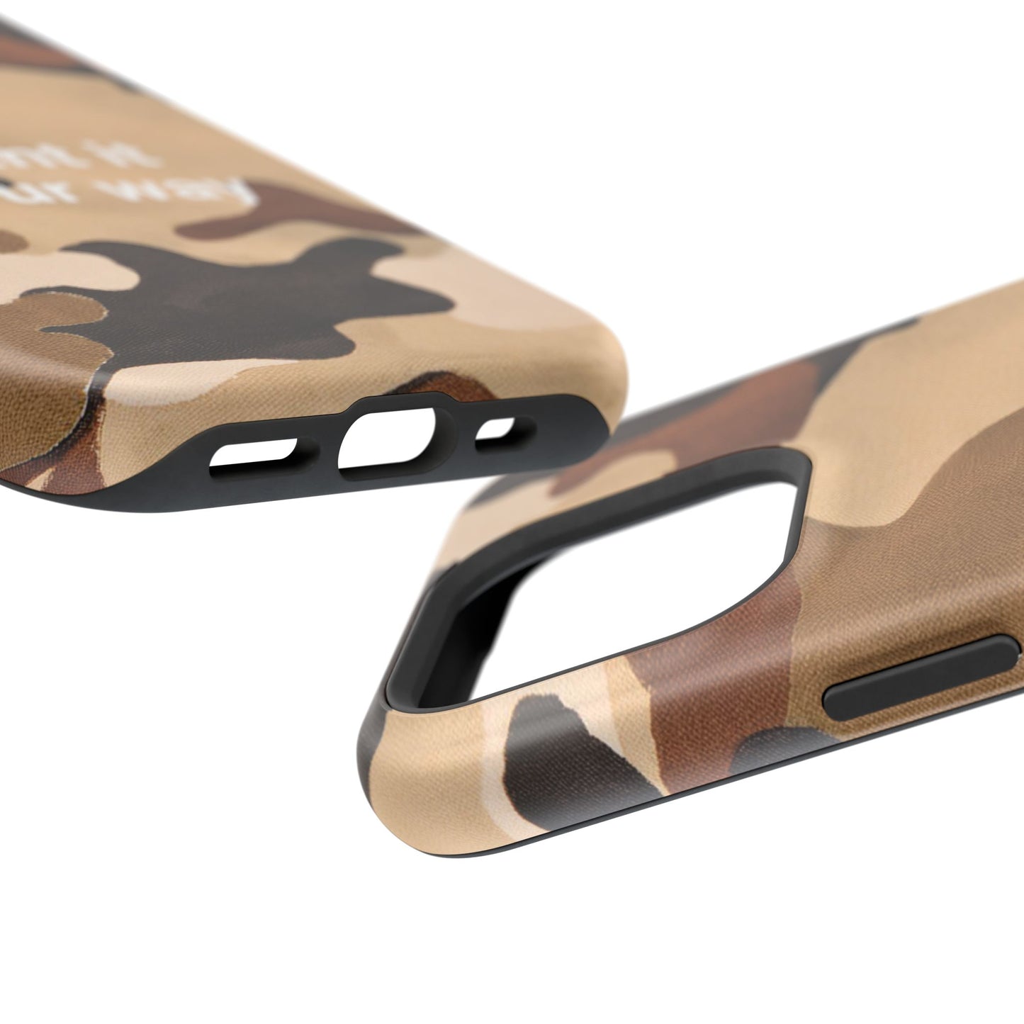 Brown Camouflage Cell Phone Case Design, Impact Resistant, Matt Finish - Customizable iPhone or Samsung Case, Protective Cover, Hard Shell,