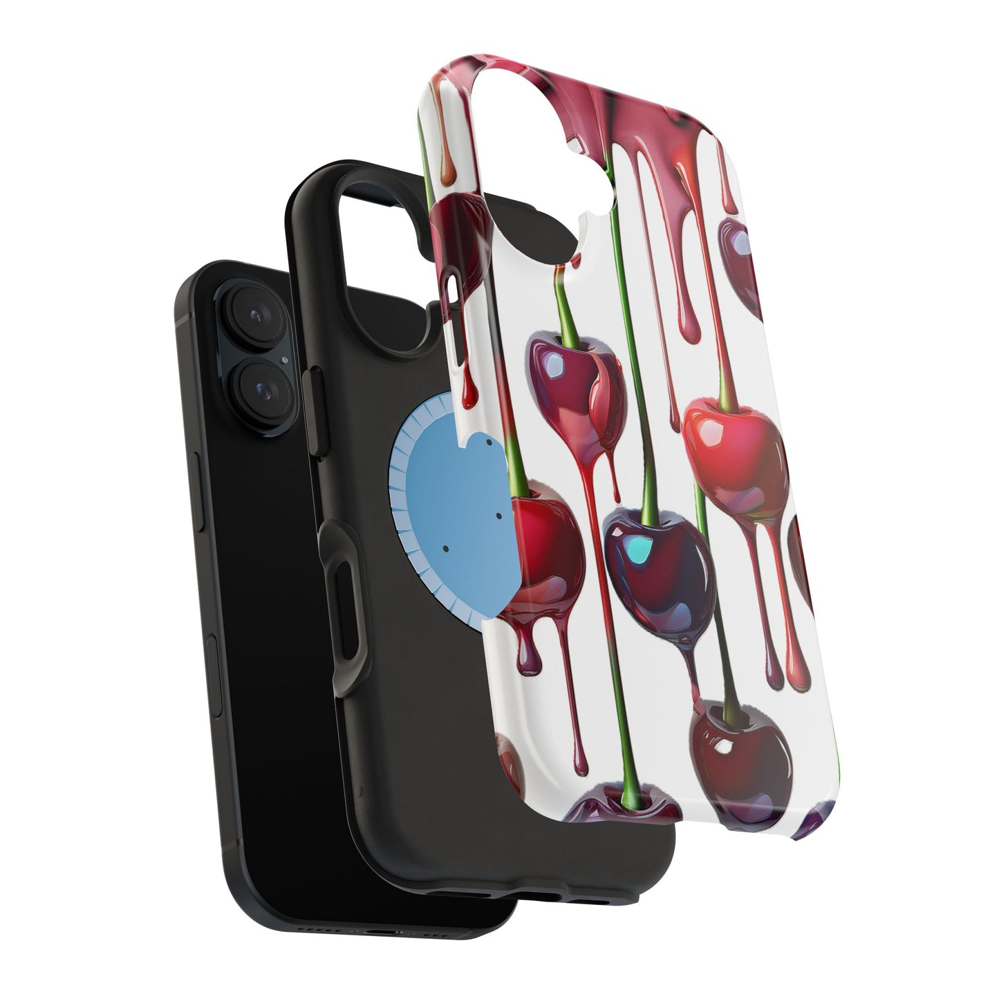 Dripping Cherry Phone Case - Cherry Design, White iPhone Magnetic Phone Case