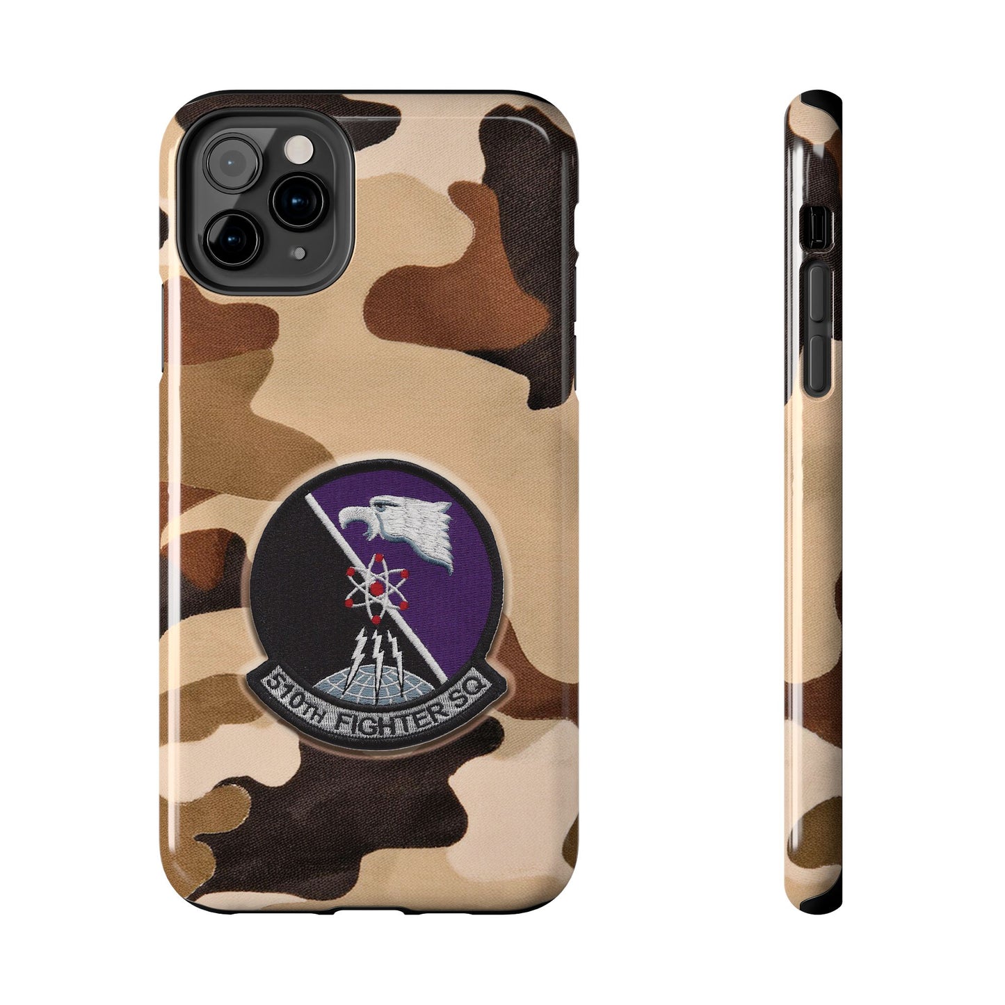 Air Force Squadron 510 iPhone Cell Phone Case, 510th Squadron Patch, Brown Camouflage