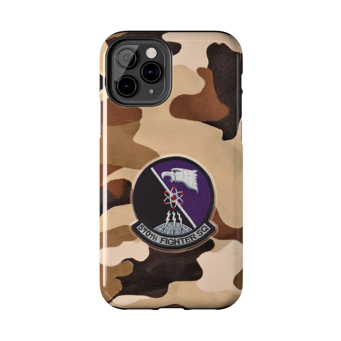 Air Force Squadron 510 iPhone Cell Phone Case, 510th Squadron Patch, Brown Camouflage