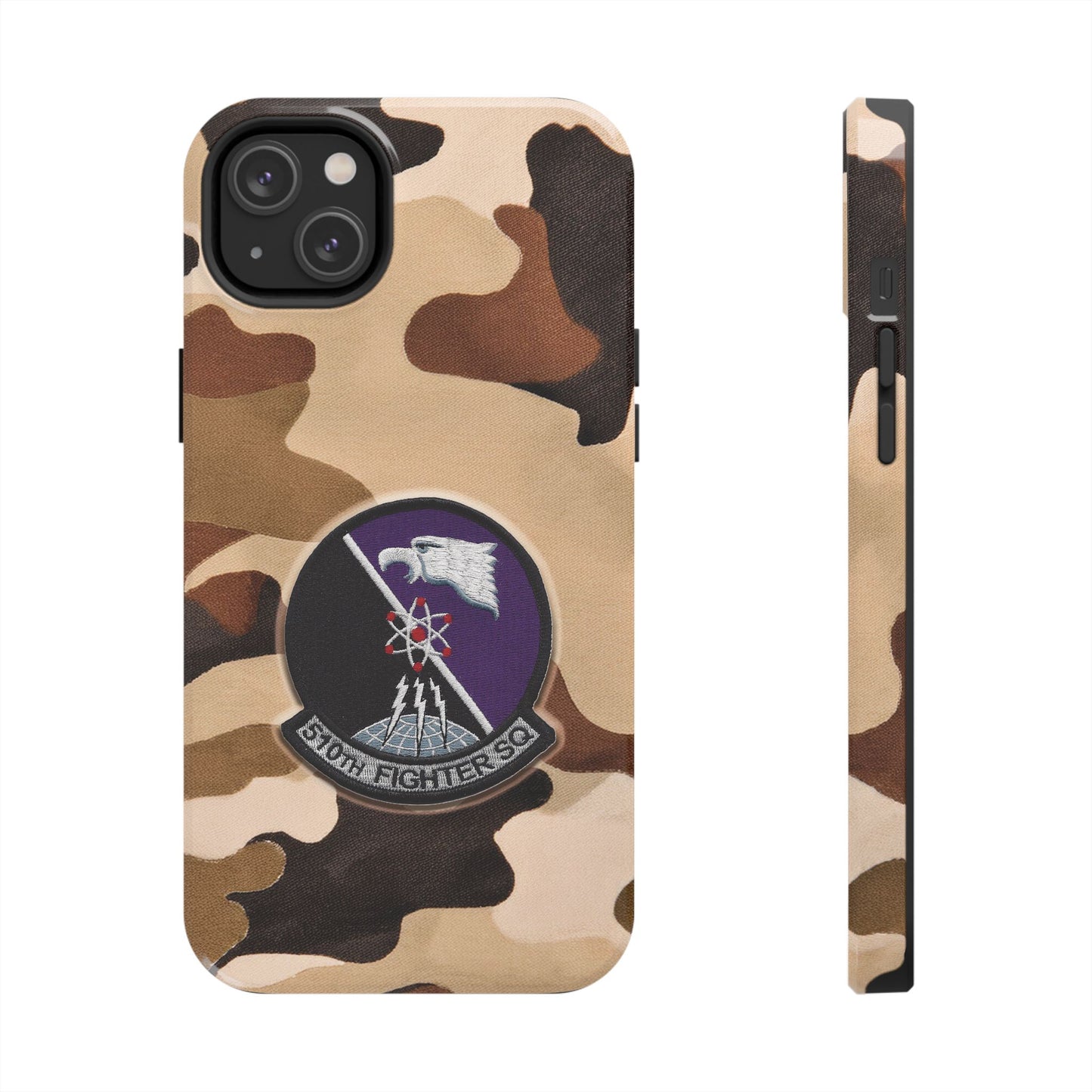 Air Force Squadron 510 iPhone Cell Phone Case, 510th Squadron Patch, Brown Camouflage