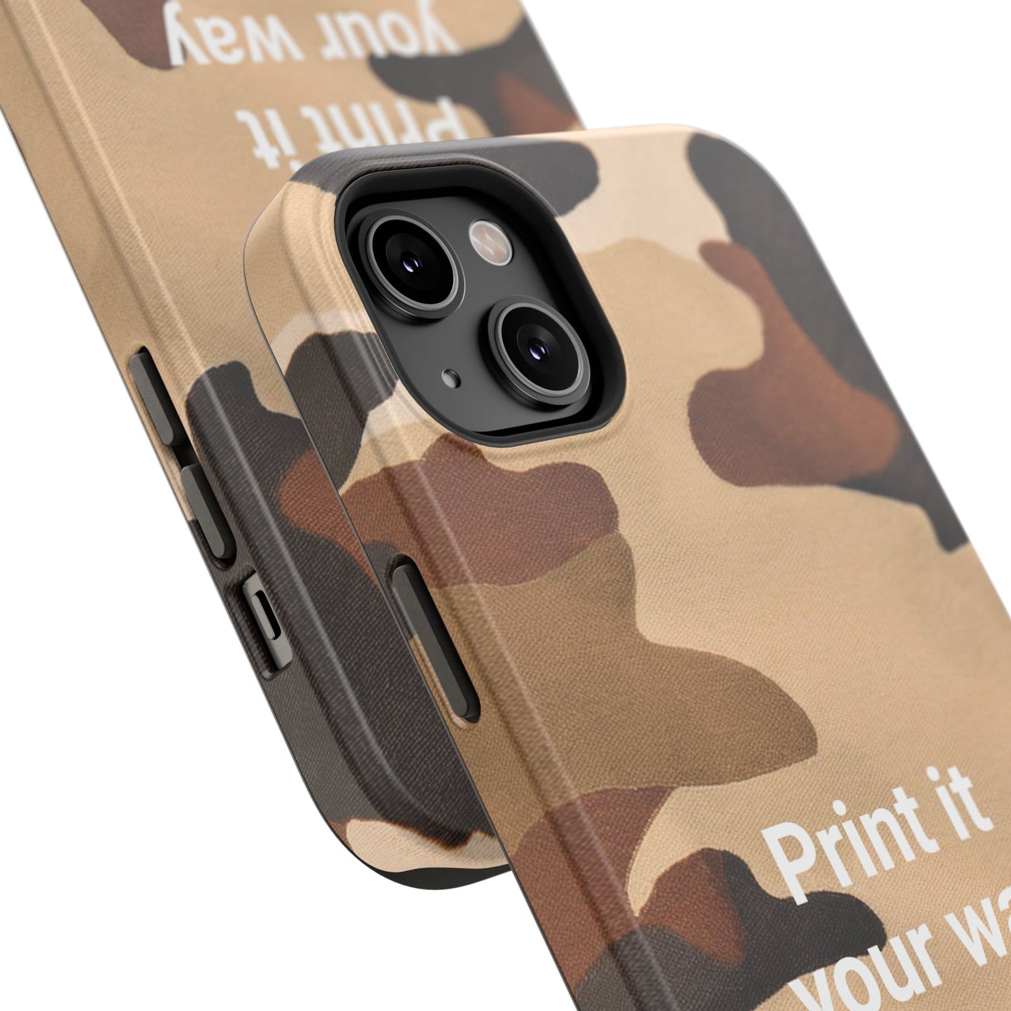 Brown Camouflage Cell Phone Case Design, Impact Resistant, Matt Finish - Customizable iPhone or Samsung Case, Protective Cover, Hard Shell,