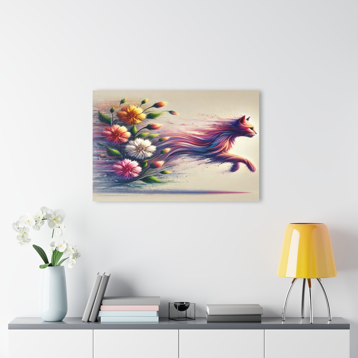 Acrylic Wall Art, One of a Kind, Floral to Cat Transformation in Ethereal Alcohol Ink Style, Vibrant and Unique Wall Art
