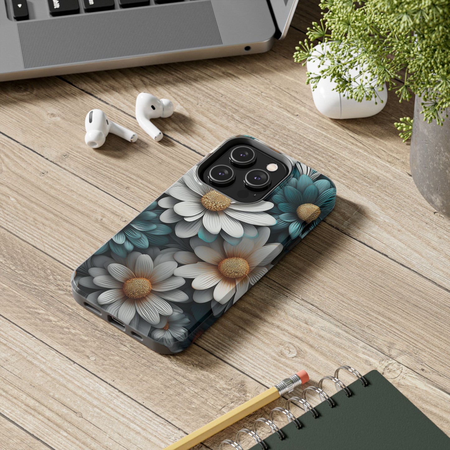 Blue and White Daisy Phone Case – Floral Samsung & iPhone Cover