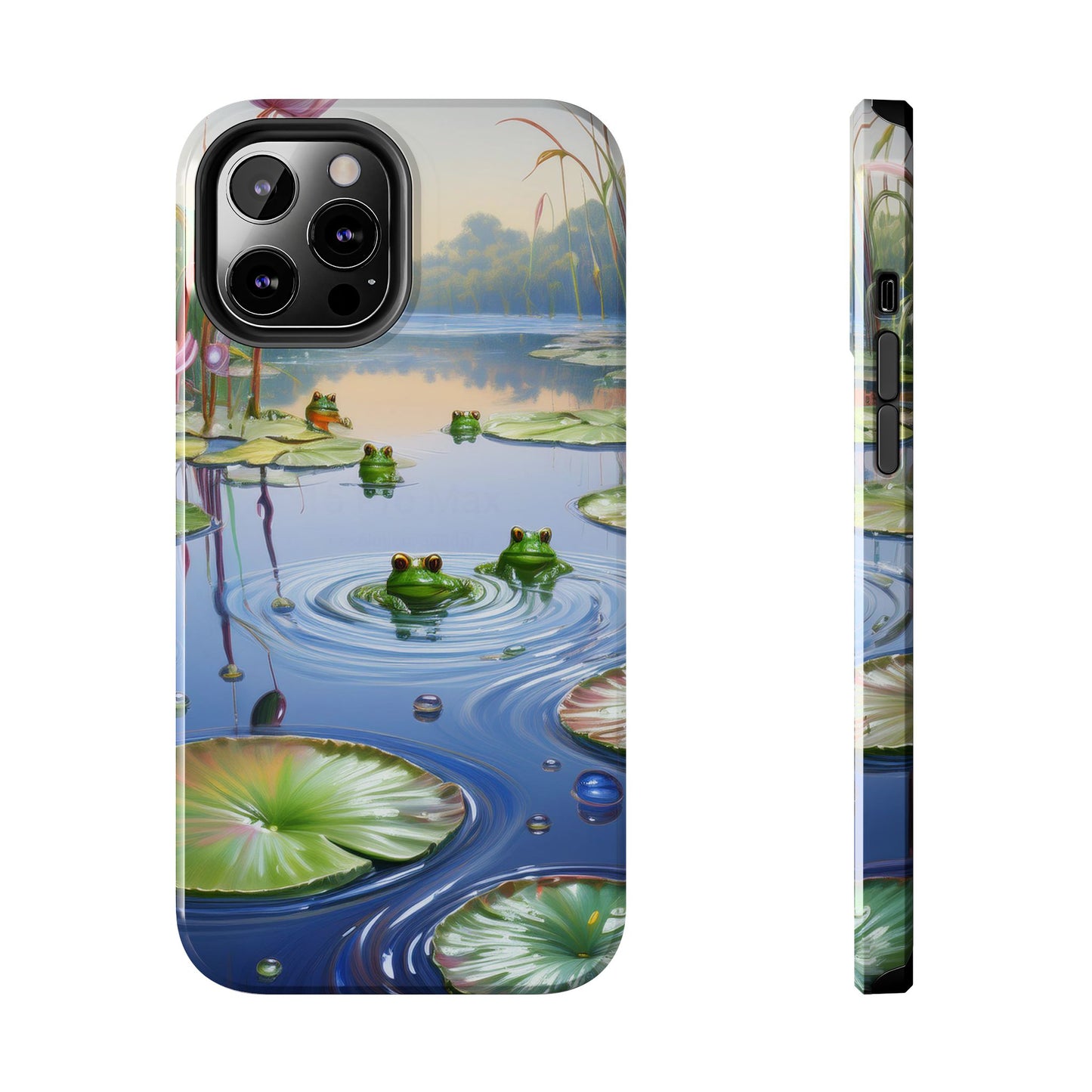 Lily Pads and Frogs Phone Case, Mountain View Raindrops Nature Scene for iPhone or Samsung Galaxy