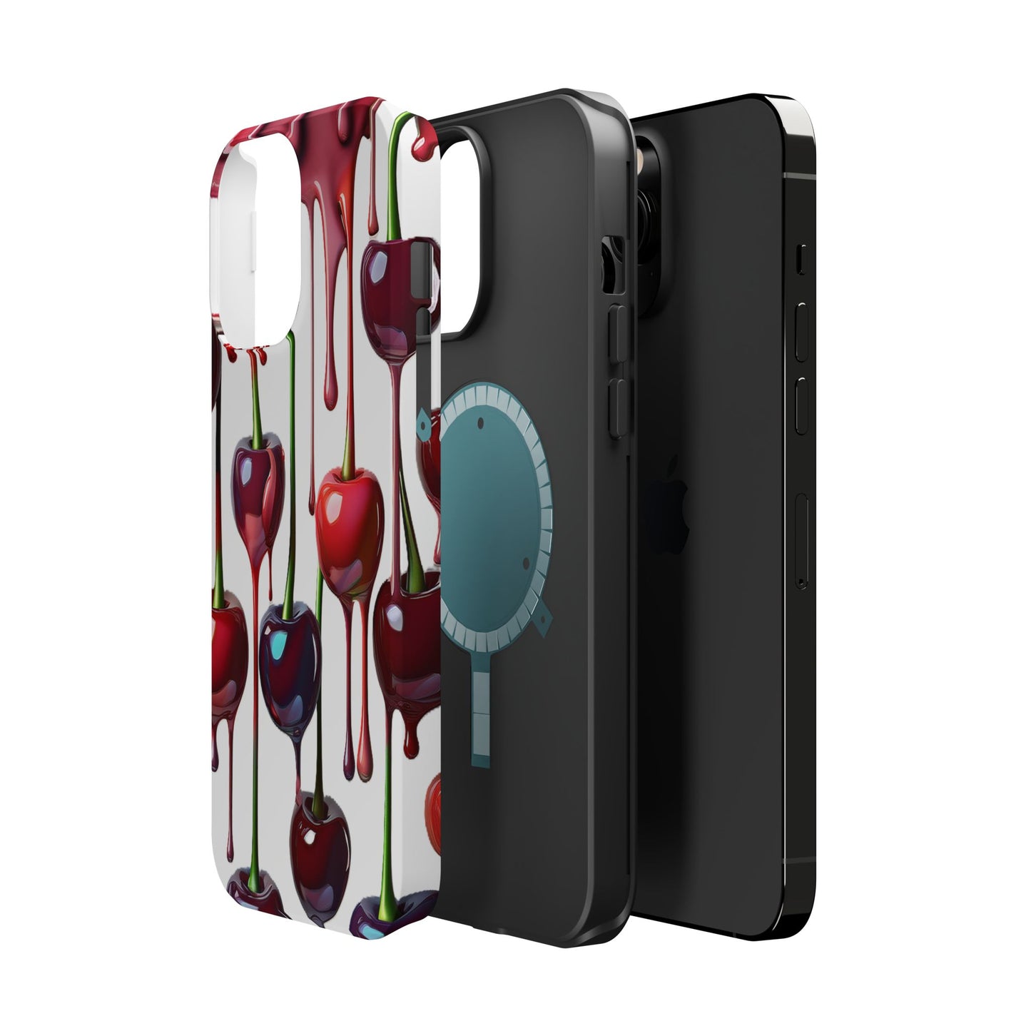 Dripping Cherry Phone Case - Cherry Design, White iPhone Magnetic Phone Case