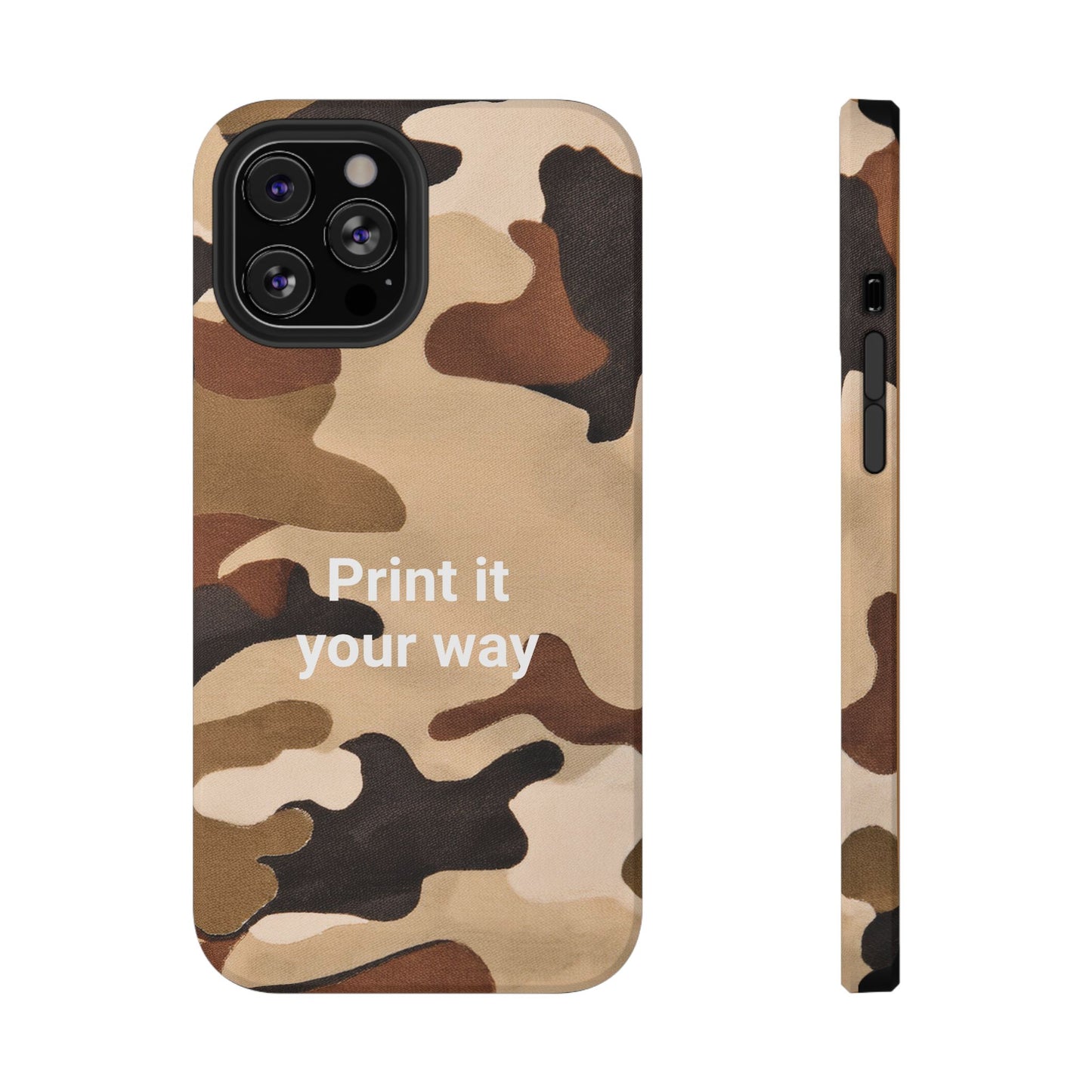 Brown Camouflage Cell Phone Case Design, Impact Resistant, Matt Finish - Customizable iPhone or Samsung Case, Protective Cover, Hard Shell,