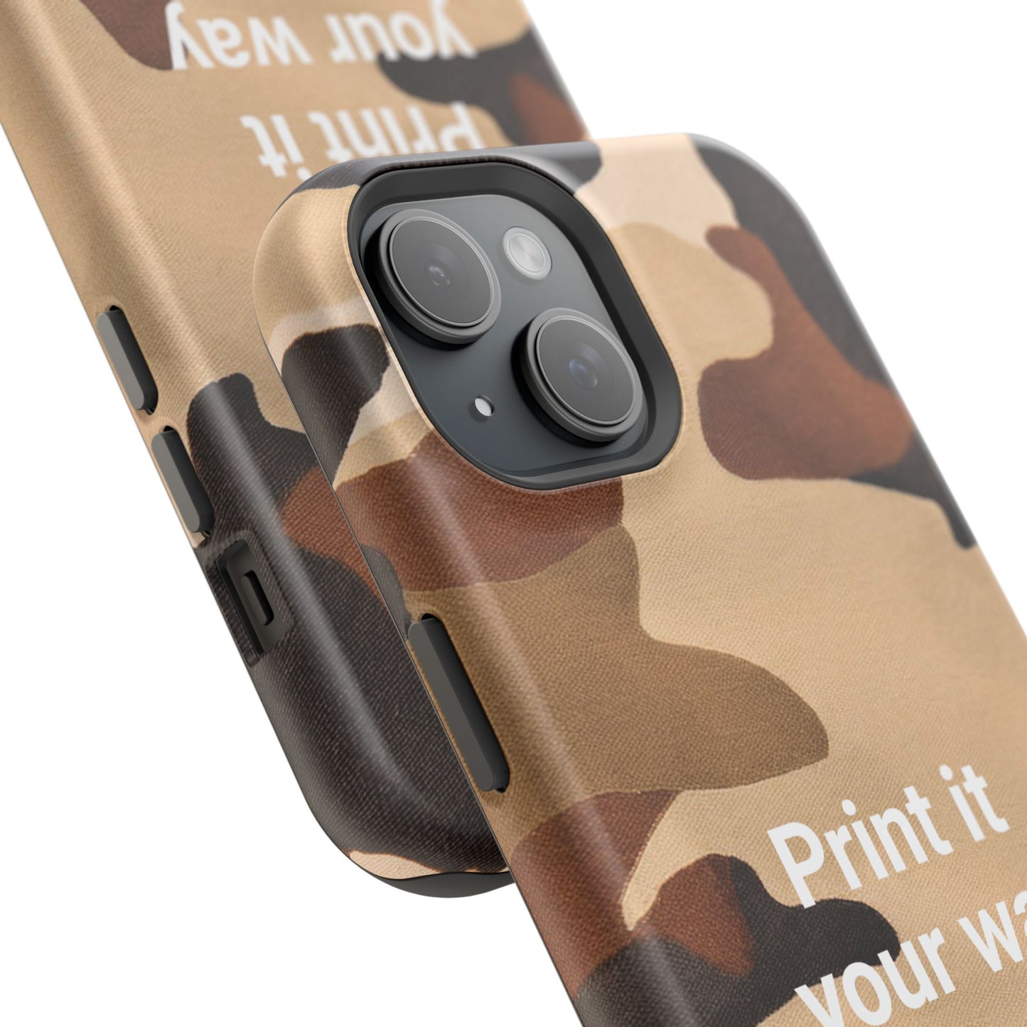 Brown Camouflage Cell Phone Case Design, Impact Resistant, Matt Finish - Customizable iPhone or Samsung Case, Protective Cover, Hard Shell,