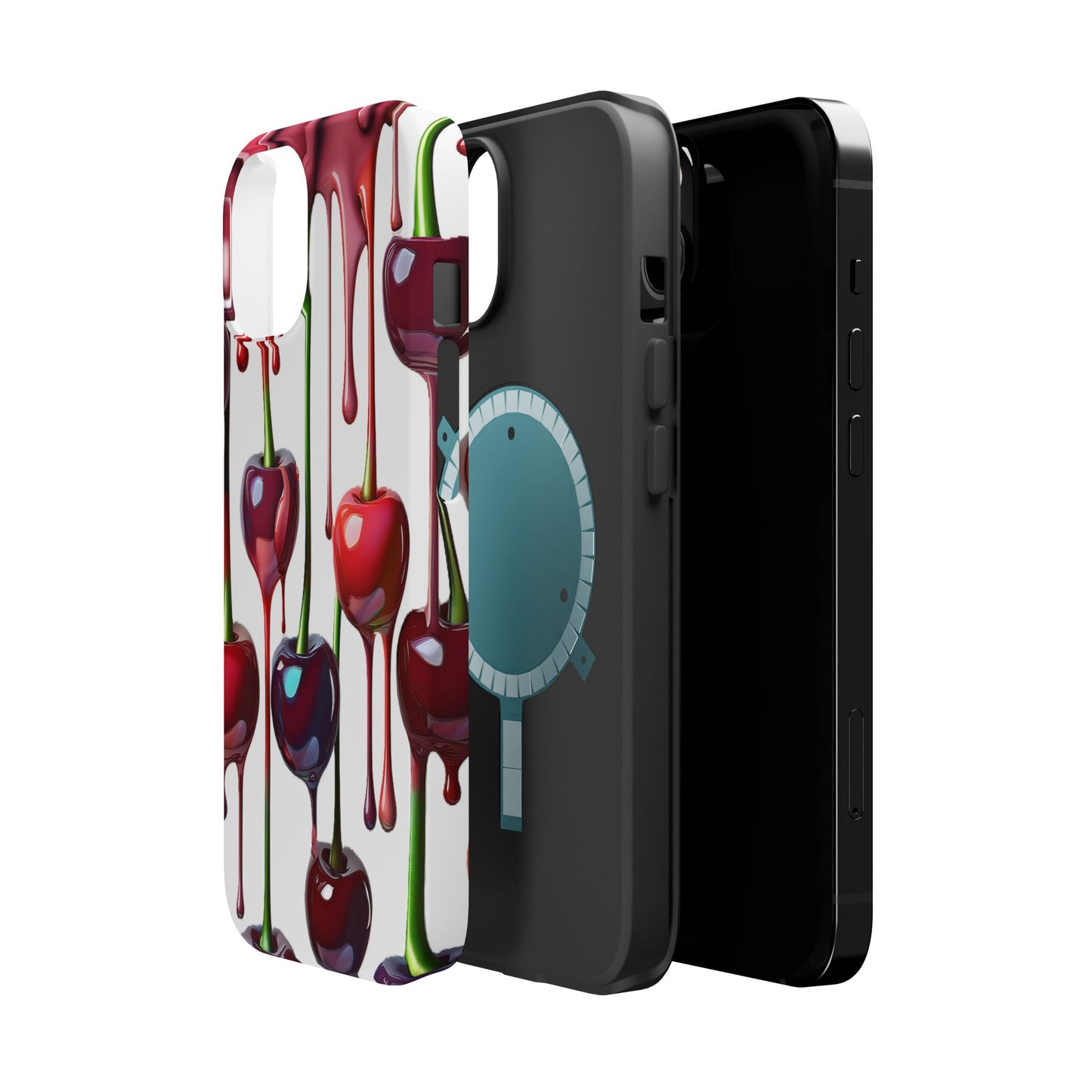 Dripping Cherry Phone Case - Cherry Design, White iPhone Magnetic Phone Case