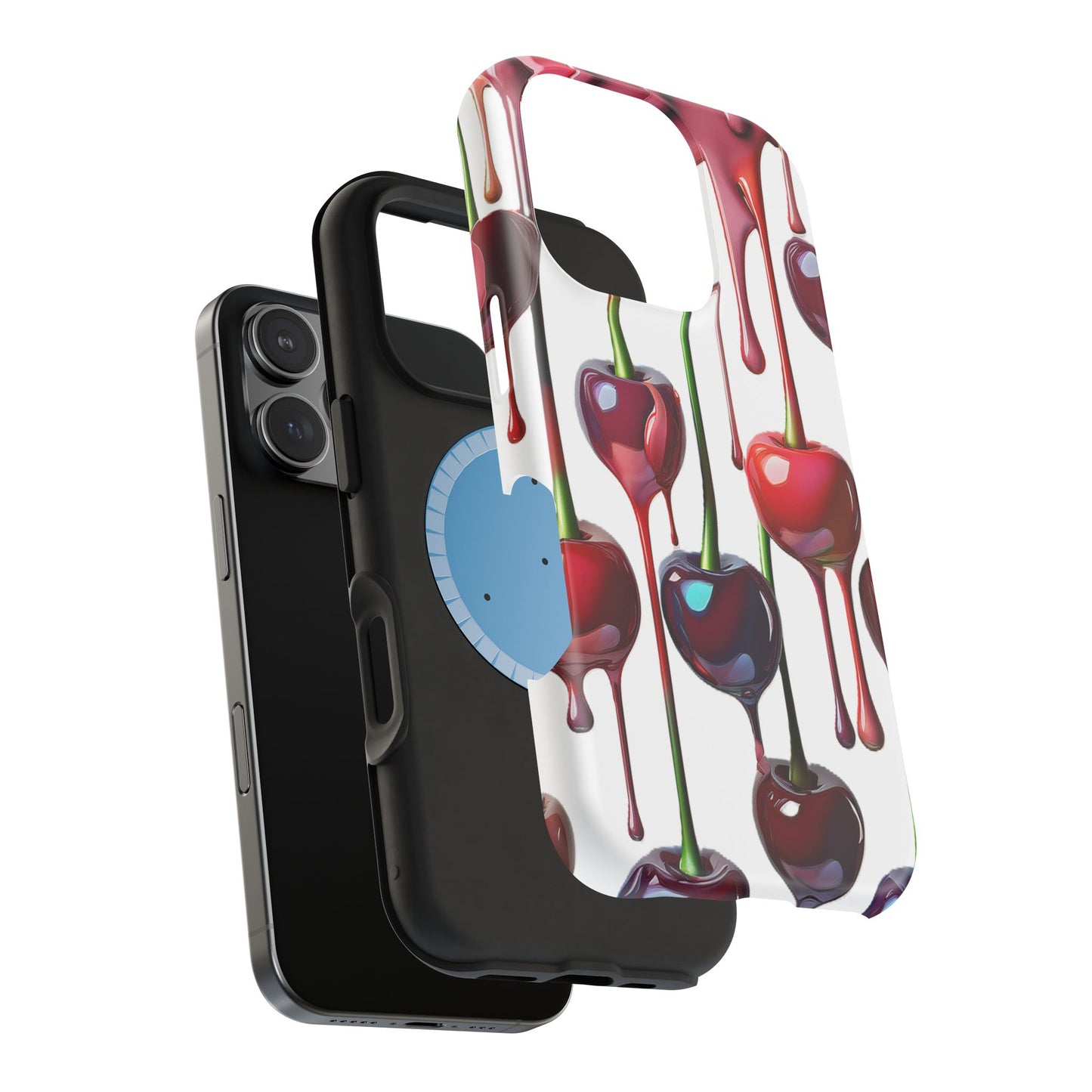 Dripping Cherry Phone Case - Cherry Design, White iPhone Magnetic Phone Case